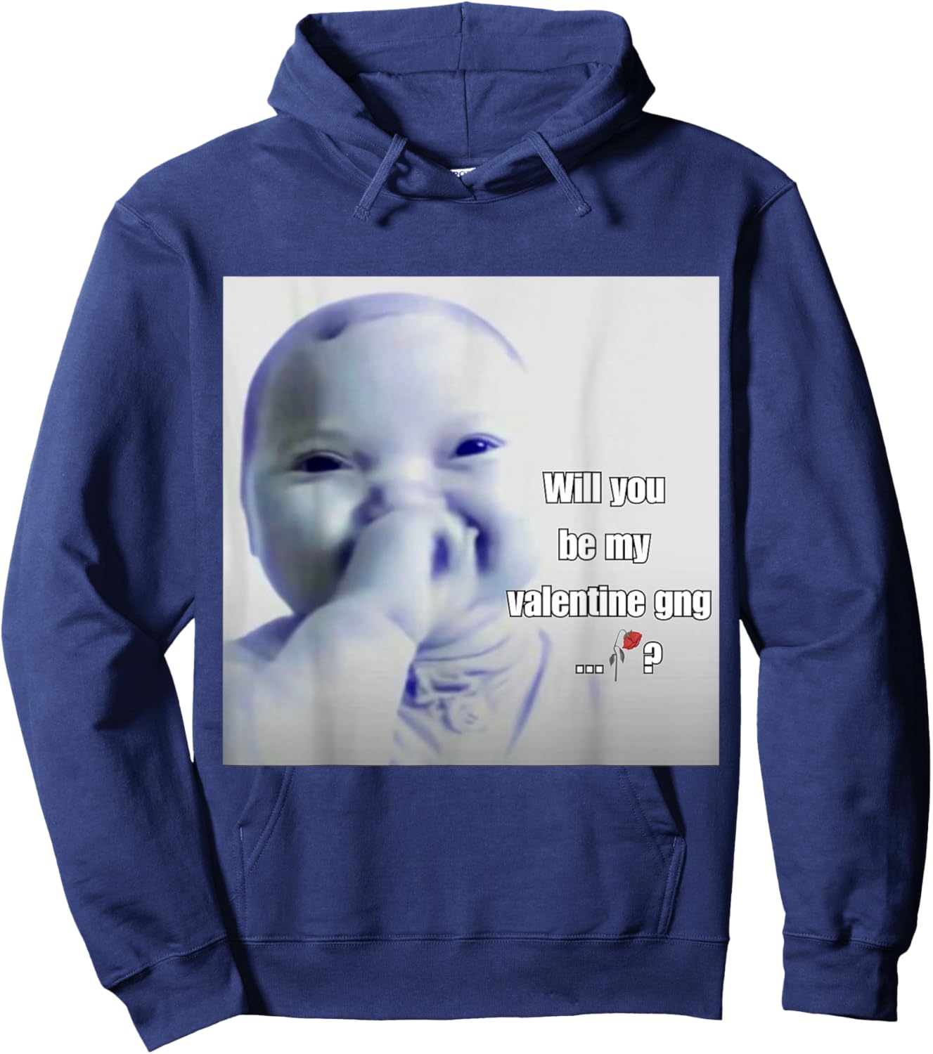 Funny Niche Baby Valentine gen z Meme ai Viral Giggling AI Hoodie - Hoodie | Navy