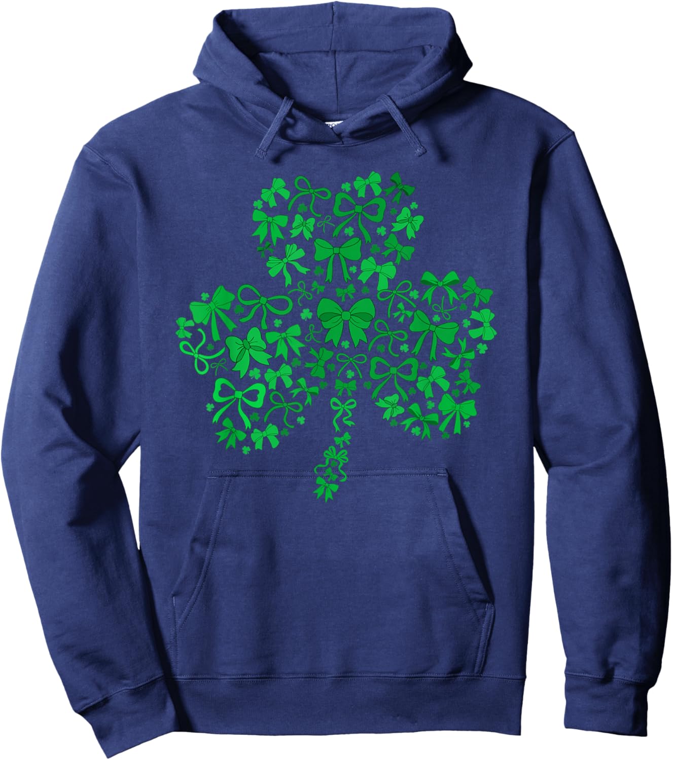 Coquette Bow St Patricks Day Lucky Shamrock Saint Pattys Day Hoodie - Hoodie | Navy