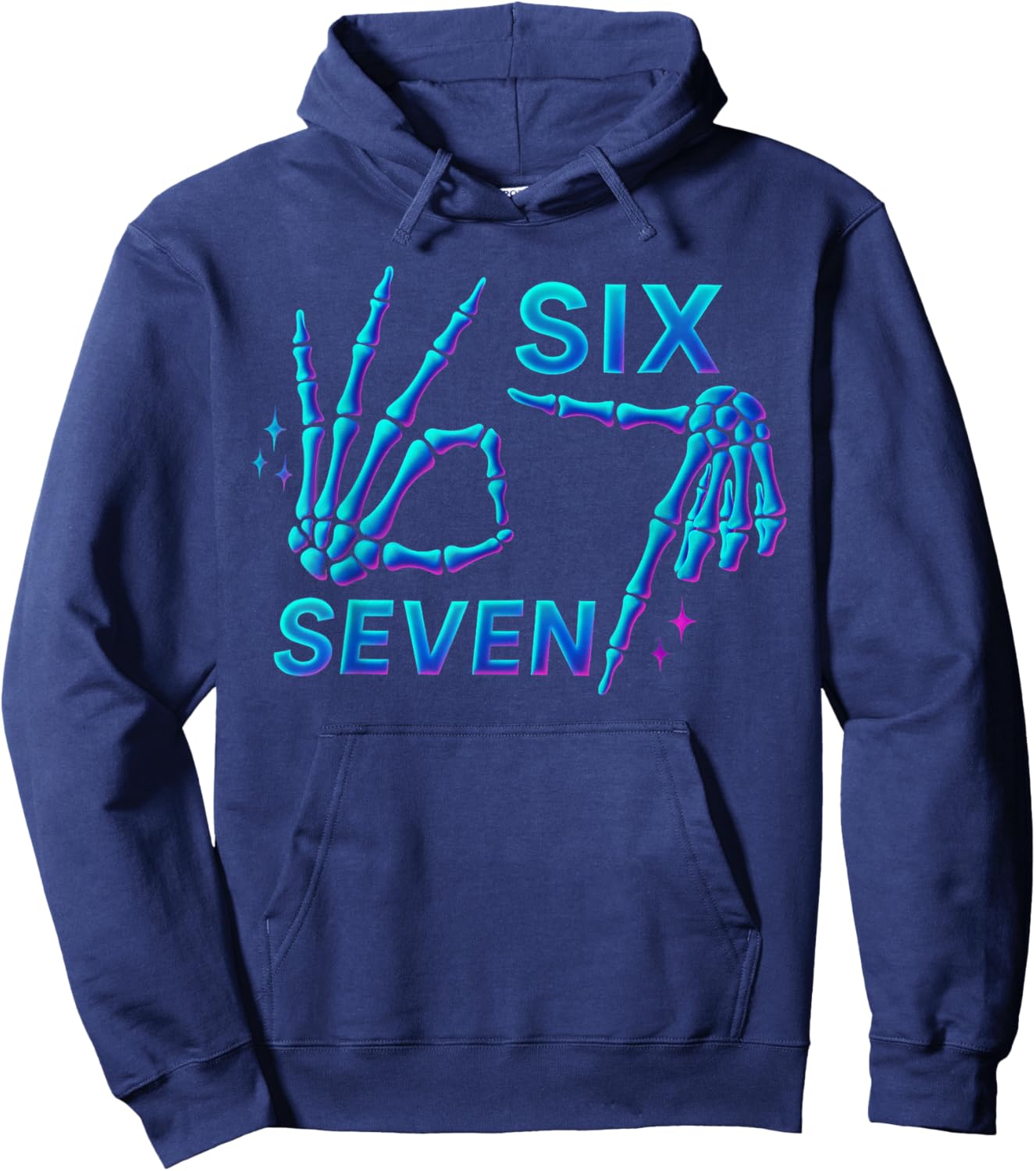 67 Meme Skeleton Hand 6 7 Halloween Six Seven Funny Teens Hoodie - Hoodie | Navy