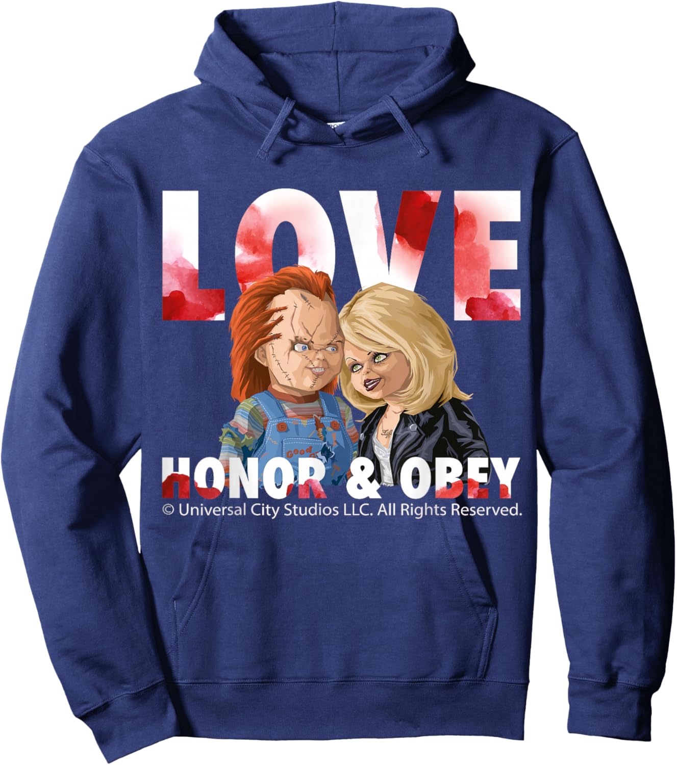 Love Honor and Obey Horror Couple Chucky Tiffany Hoodie - Hoodie | Navy