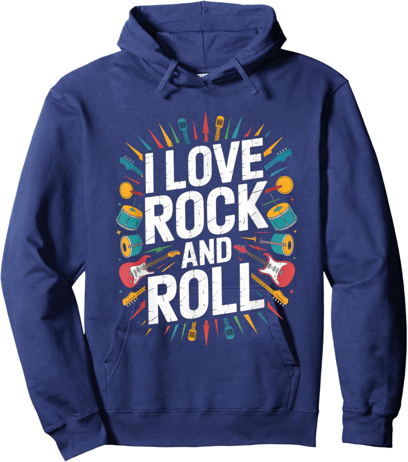 I Love Rock and Roll Iconic Statement Hoodie - Hoodie | Navy
