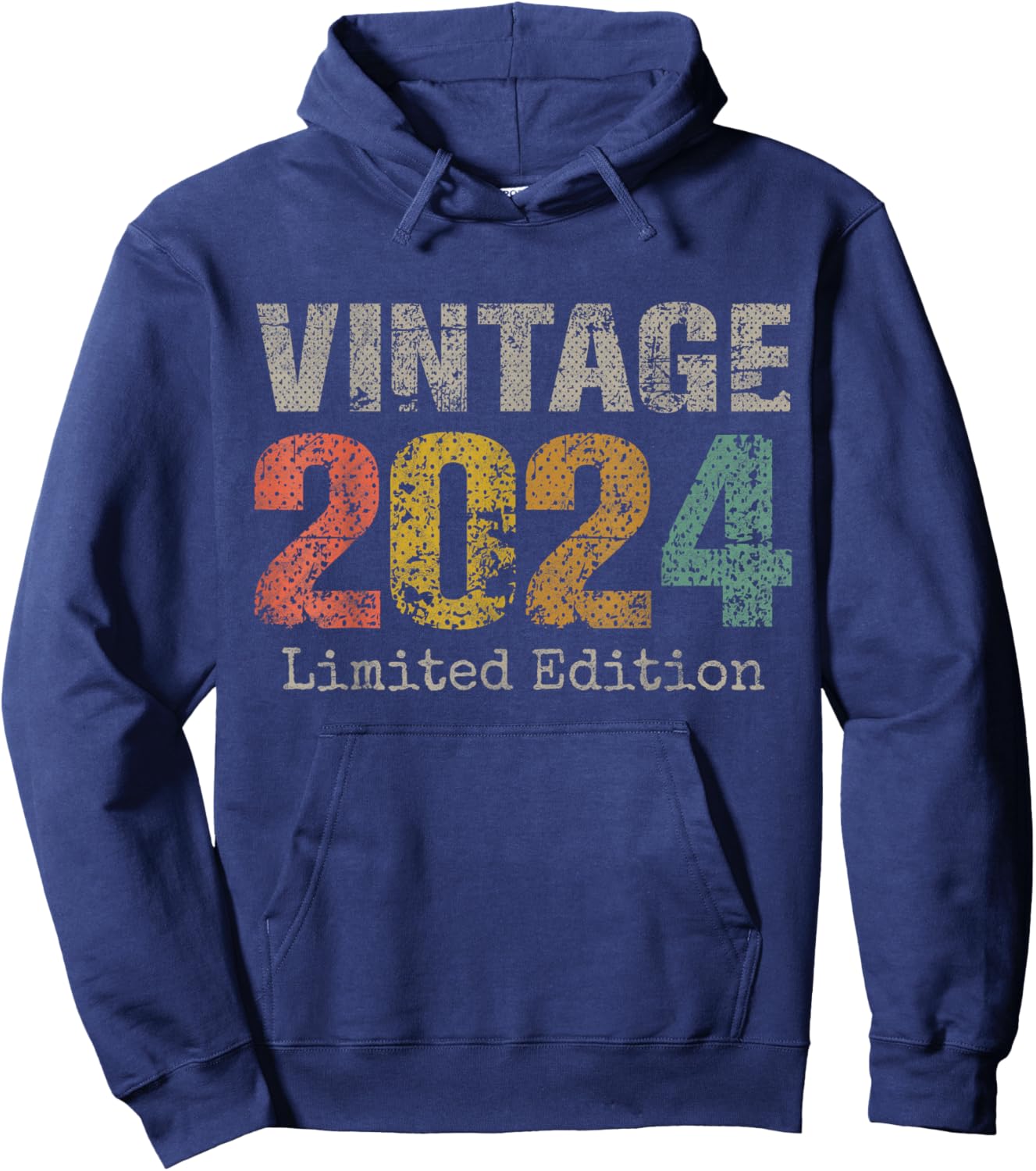 Vintage 2024 Text 2nd Birthday Gift Boy Girl 2 Year Old Hoodie - Hoodie | Navy