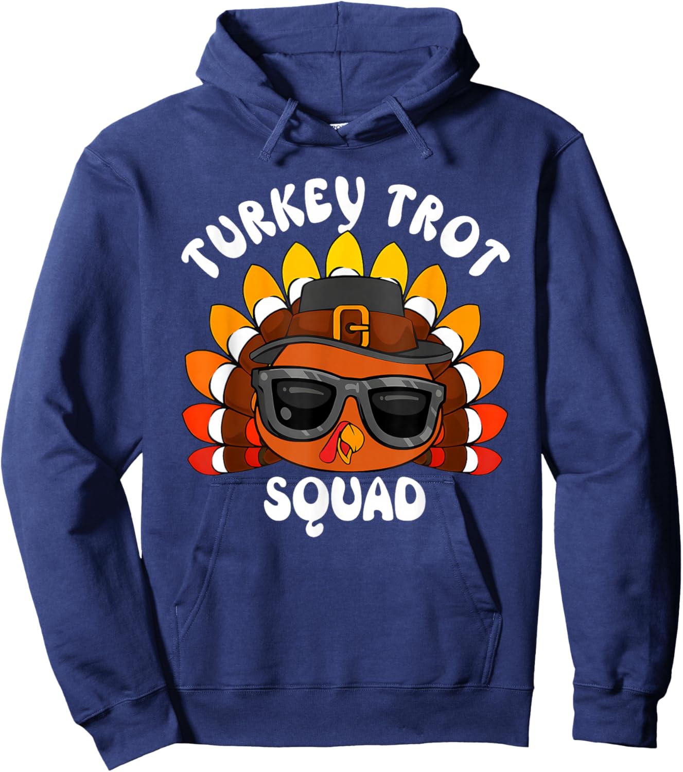 Turkey Trot Squad Thanksgiving Fall Costume Men Women Kids Hoodie - Hoodie | Navy