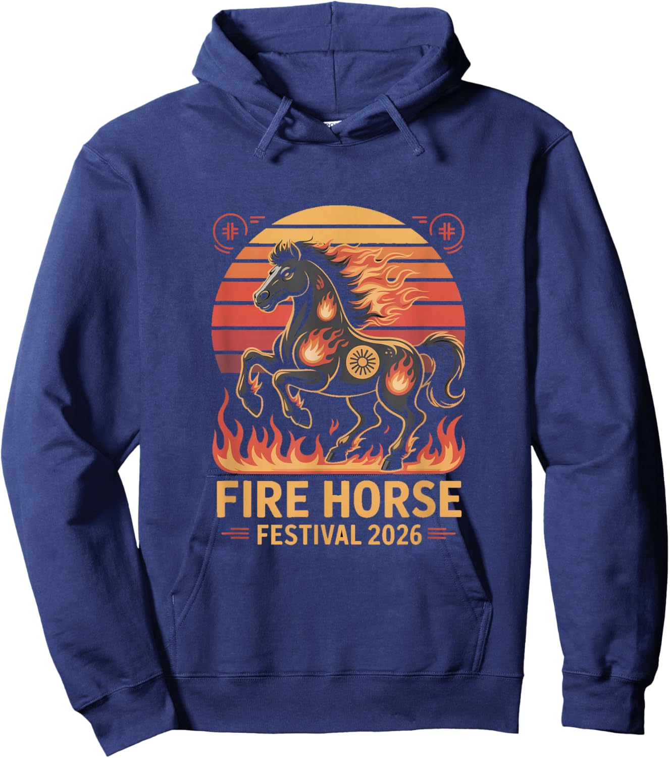Blaze Into Fortune Chinese New Year Fire Horse 2026 Hoodie - Hoodie | Navy