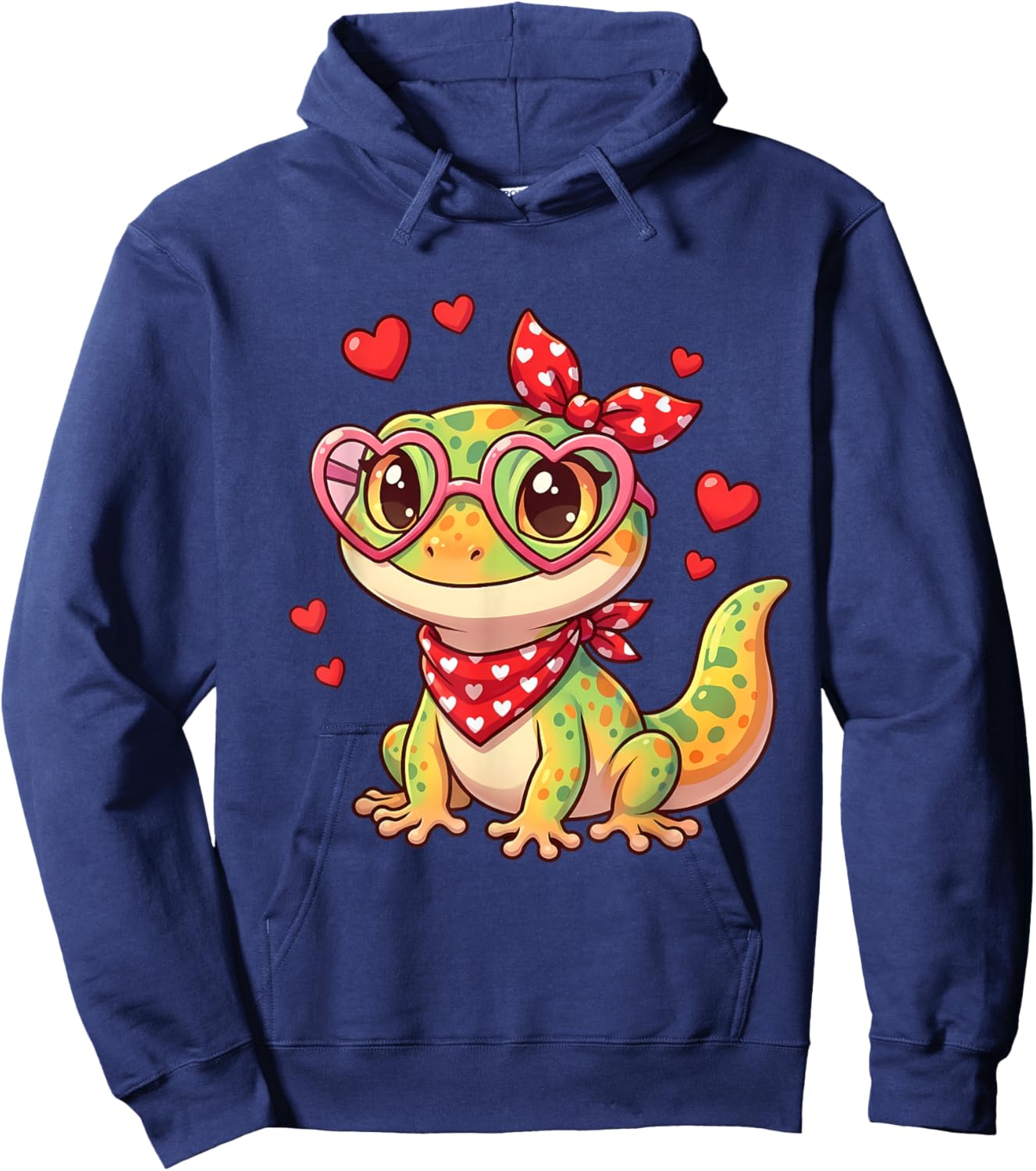 Cute Little Gecko Hearts for Gecko Lovers and Couples Hoodie - Hoodie | Navy
