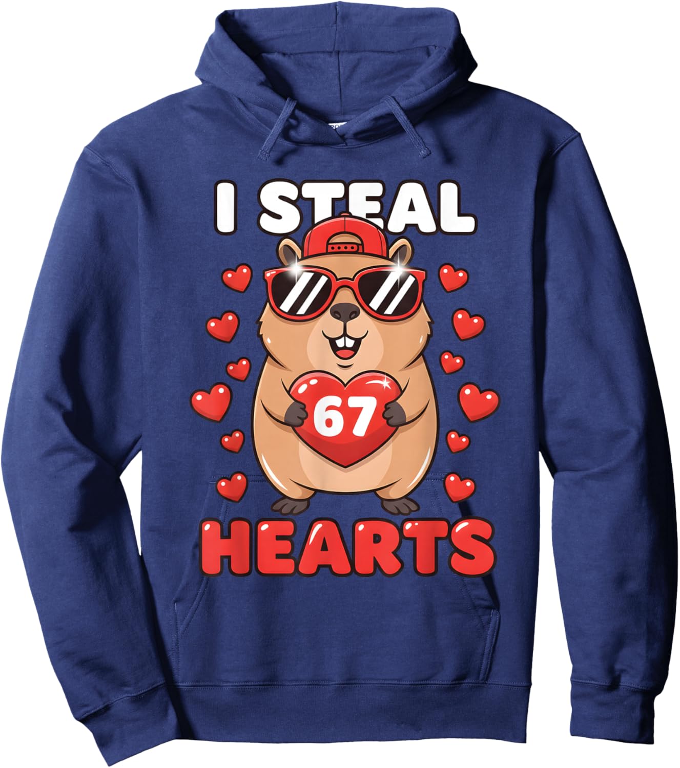 I Steal Hearts Capybara Cute Kawaii Happy Valentine Heart 67 Hoodie - Hoodie | Navy