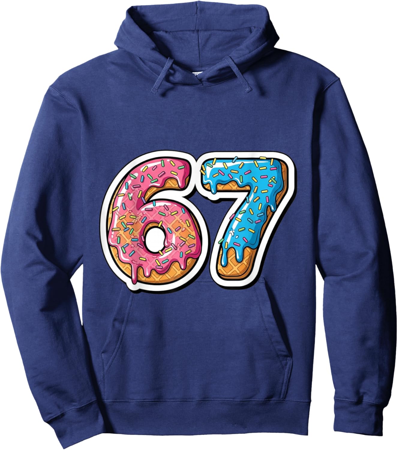 Six Seven Ice Cream Drip Sports Cool Meme 67 Funny Number Hoodie - Hoodie | Navy