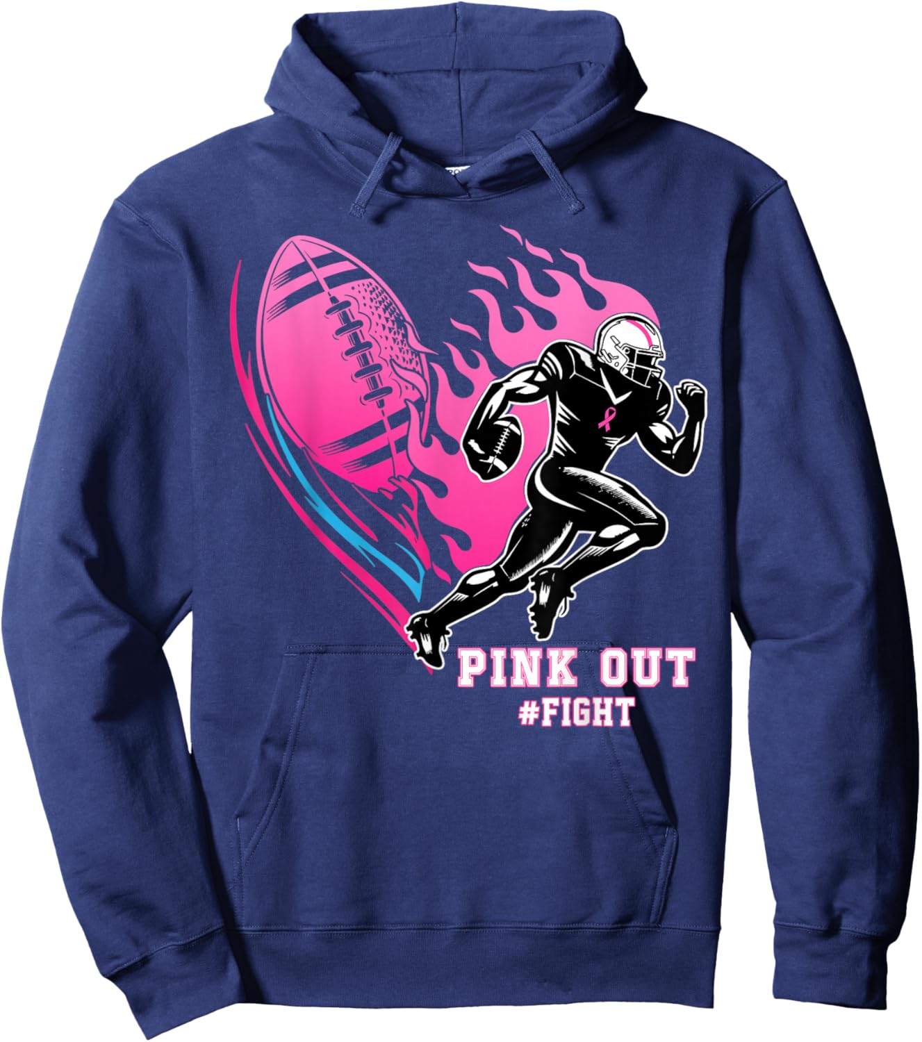 Football Pink Out Team Breast Cancer Awareness Month Hoodie - Hoodie | Navy