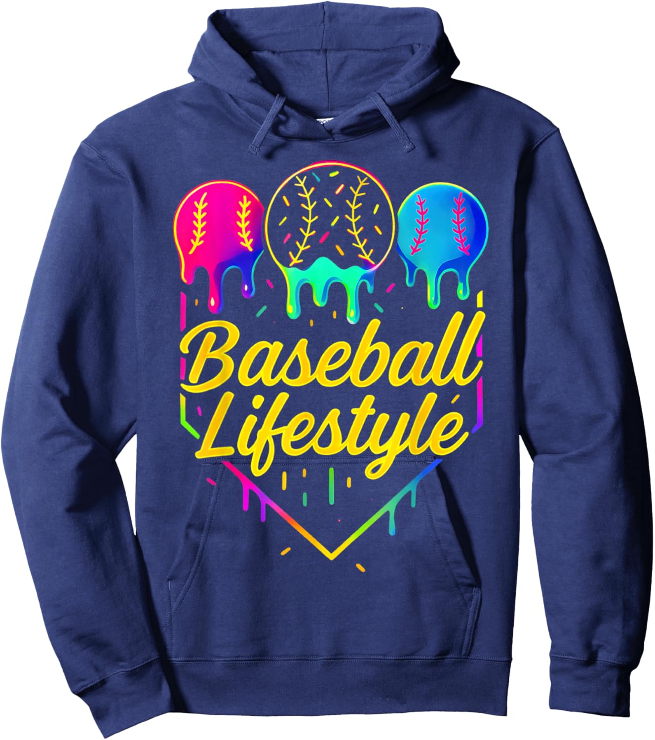 Baseball Life Style 101 Apparel Youth Drip Baseball Hoodie - Hoodie | Navy