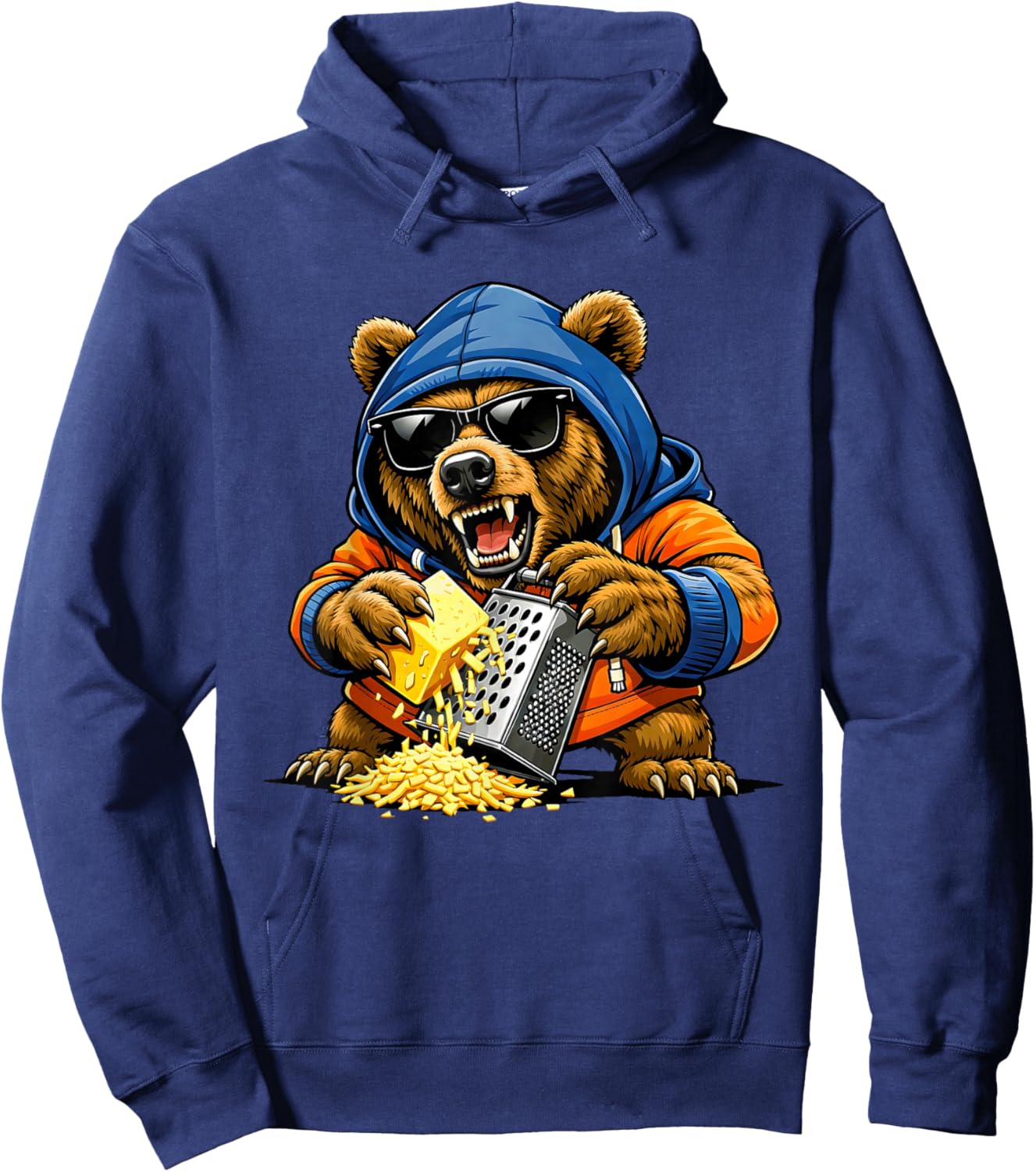 Funny Bear Grating Cheese Graphic Women Kids Hoodie - Hoodie | Navy