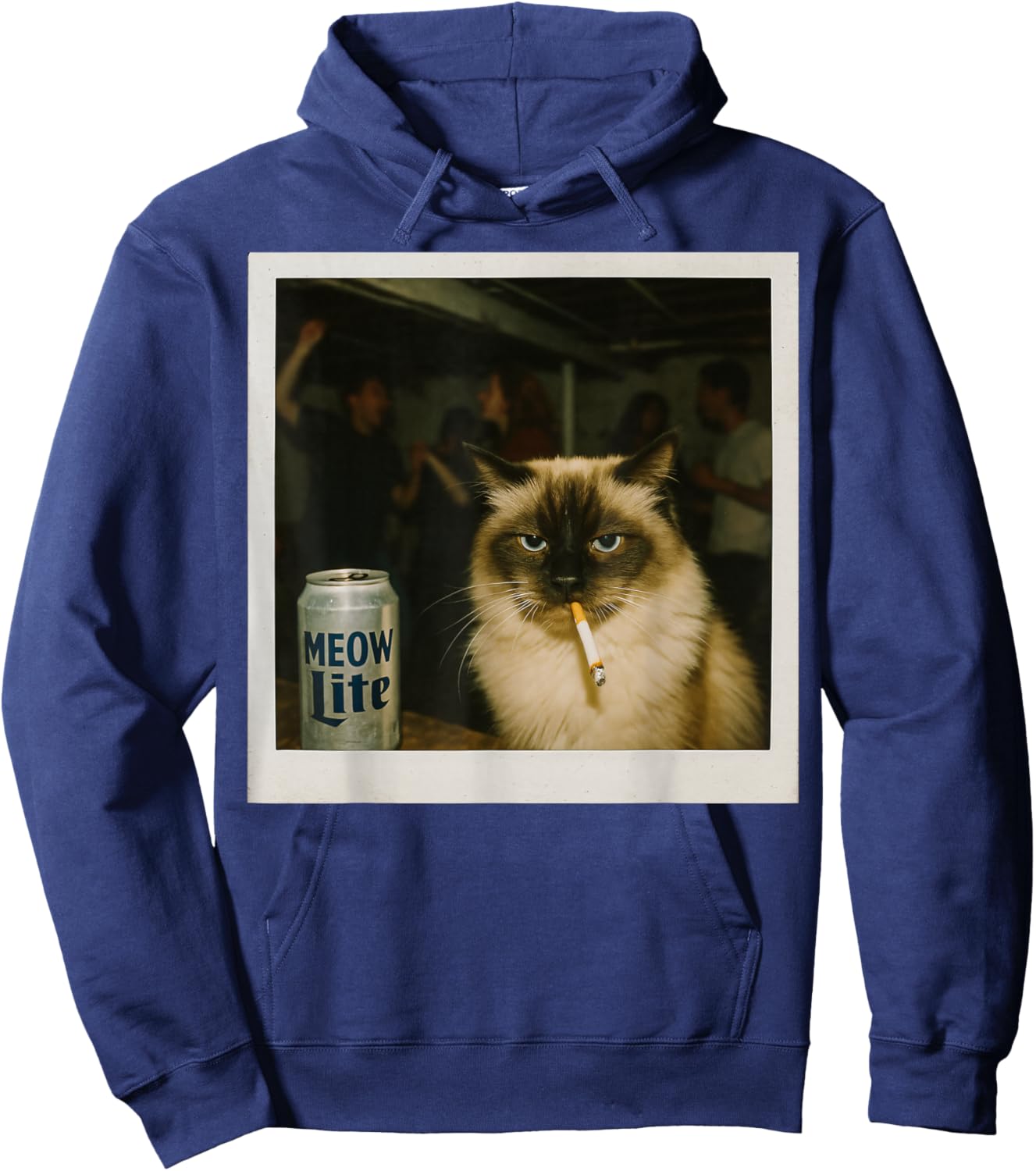 Meow Lite Party Cat - Stupid Brainrot Humor Aesthetic Hoodie - Hoodie | Navy