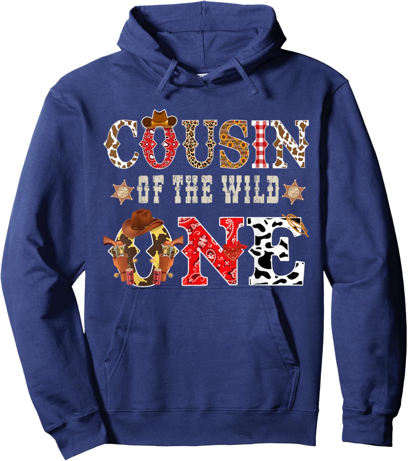 Cousin of The Wild One Cowboy Western Rodeo Party Matching Hoodie - Hoodie | Navy