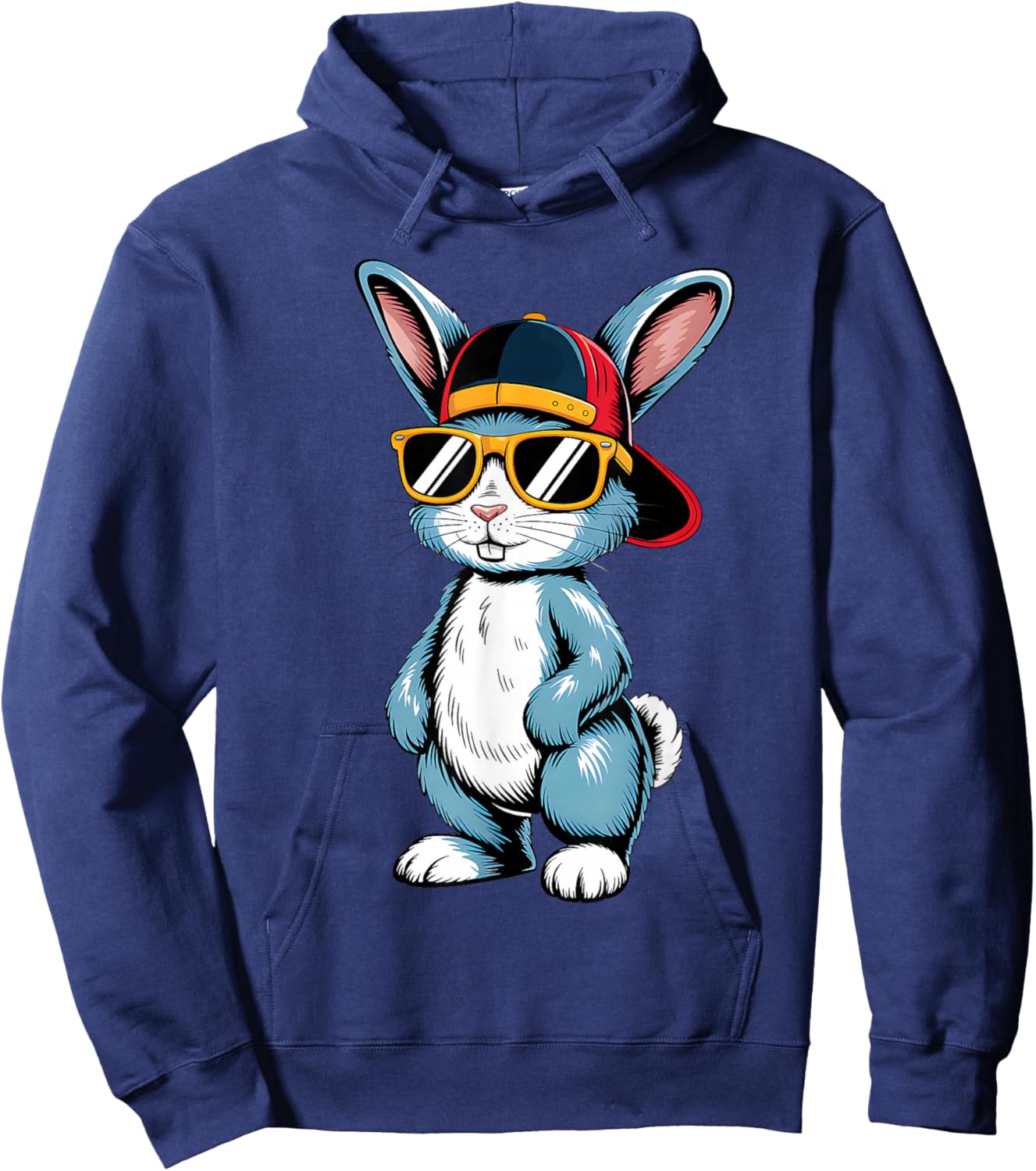 Bunny Face with Sunglasses Cap Easter Day for Boys Men Kids Hoodie - Hoodie | Navy