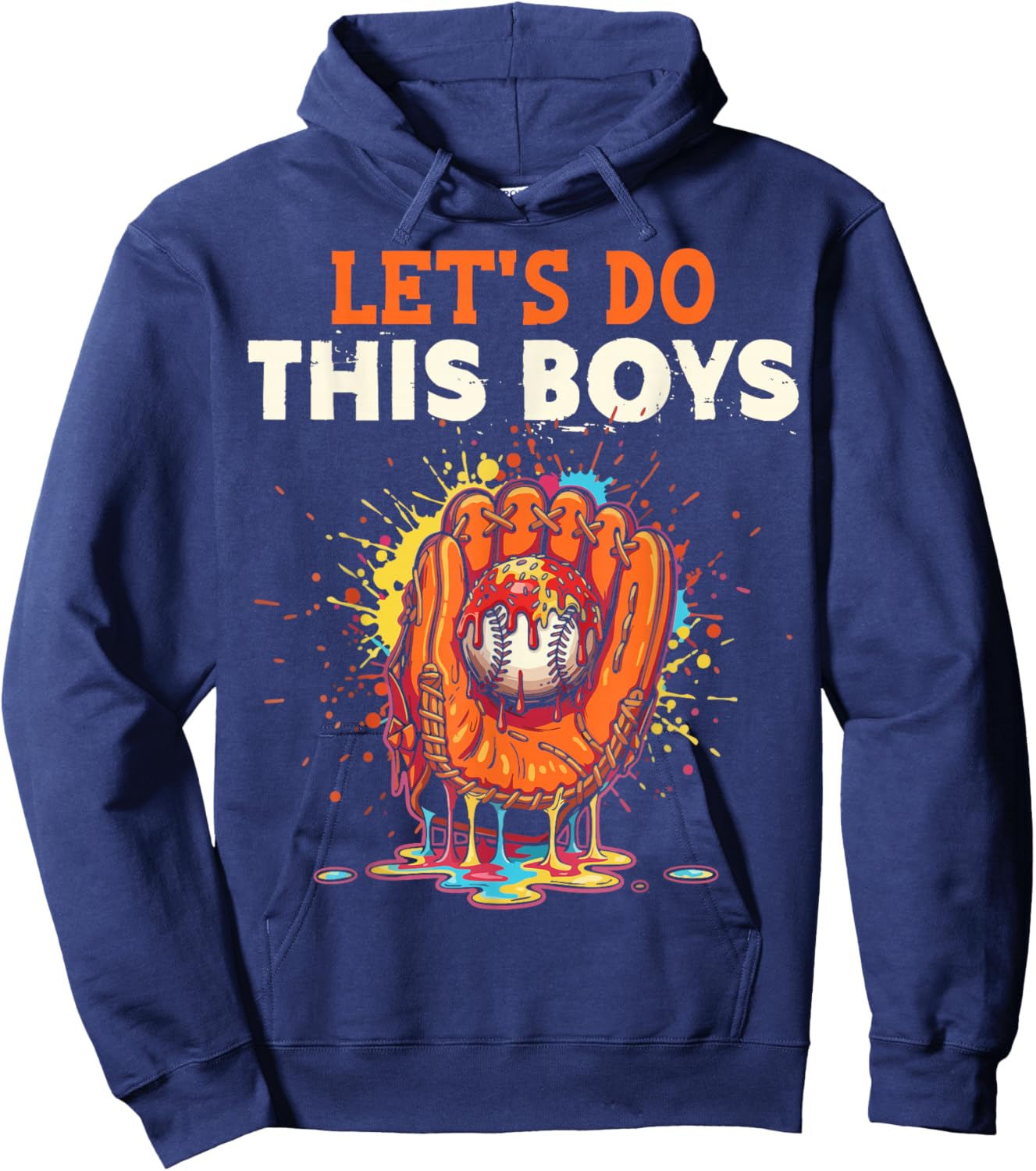 Let's Do This Boys Baseball Glove Ice Cream Drip Crossed Bat Hoodie - Hoodie | Navy