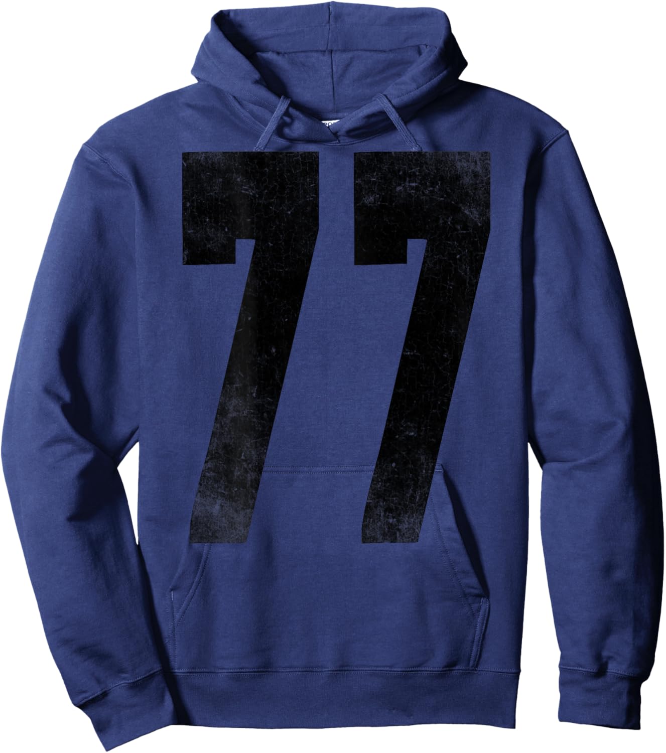 Number 77 Print On Back of Shirt Number #77 Numbered Hoodie - Hoodie | Navy
