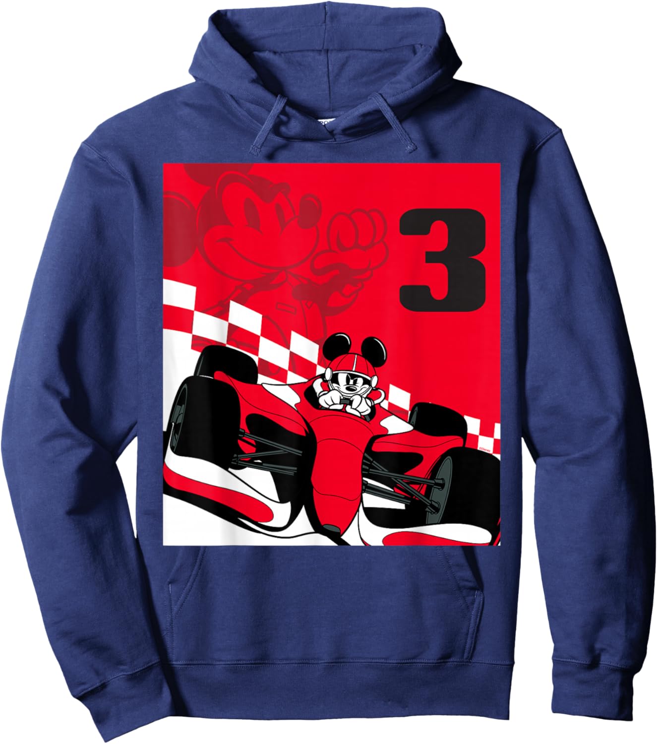 Disney Racing 3rd Birthday 3 Years Old Mickey Mouse Race Car Hoodie - Hoodie | Navy