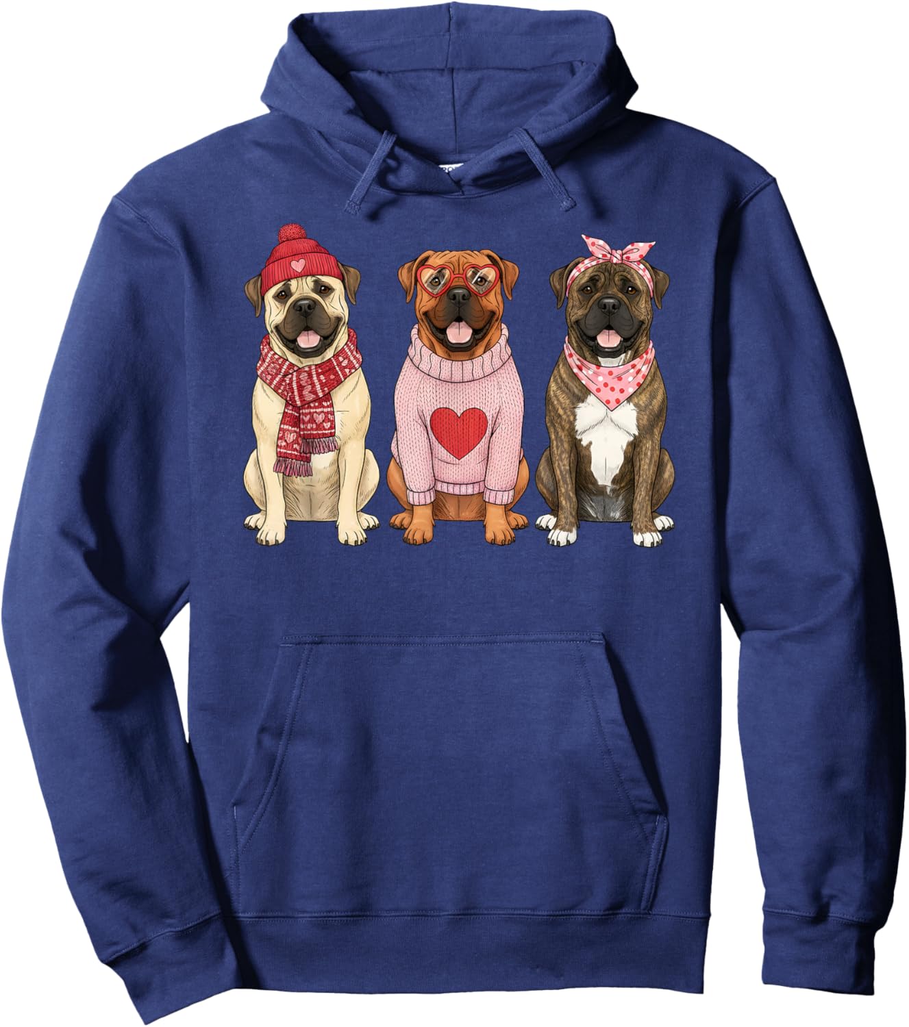 Cute Bullmastiff Valentine Dog Hoodie - Hoodie | Navy