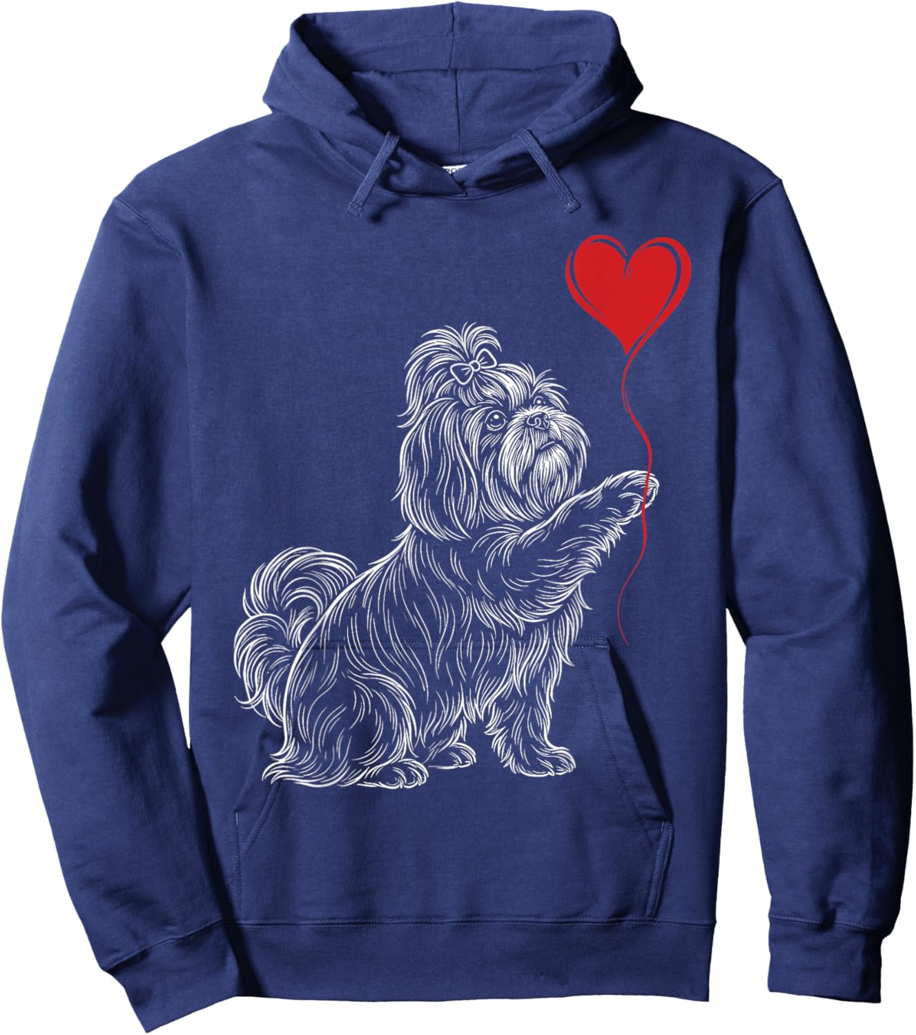 Shih Tzu Lover Dog Art Holding Heart Valentines Hoodie - Hoodie | Navy