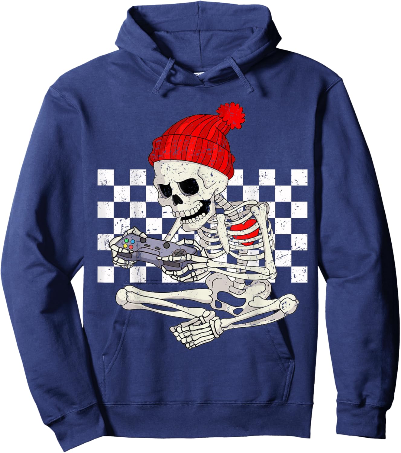 Funny Boys Valentines Skeleton Gamer Video Games Gaming Hoodie - Hoodie | Navy