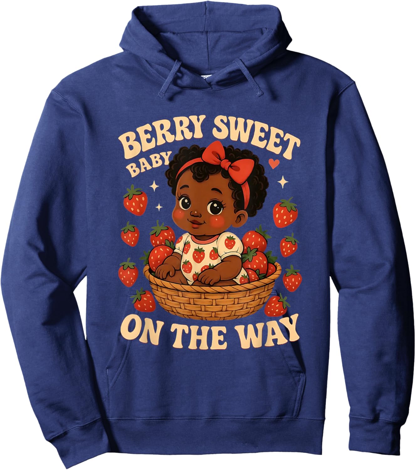 Berry Sweet Baby On The Way Black Girl Kid Baby Shower Hoodie - Hoodie | Navy