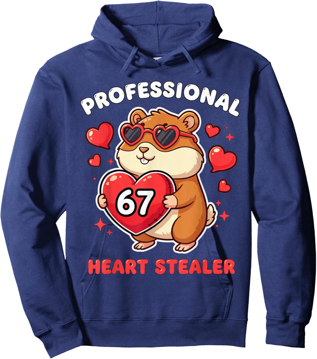 Professional Heart Stealer Valentines 67 Meme 6 7 Guinea Pig Hoodie - Hoodie | Navy