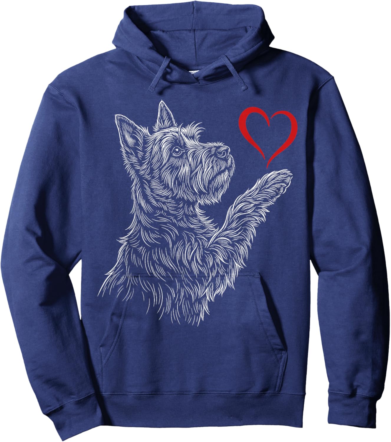 Scottish Terrier Lover Dog Art Holding Heart Valentines Hoodie - Hoodie | Navy