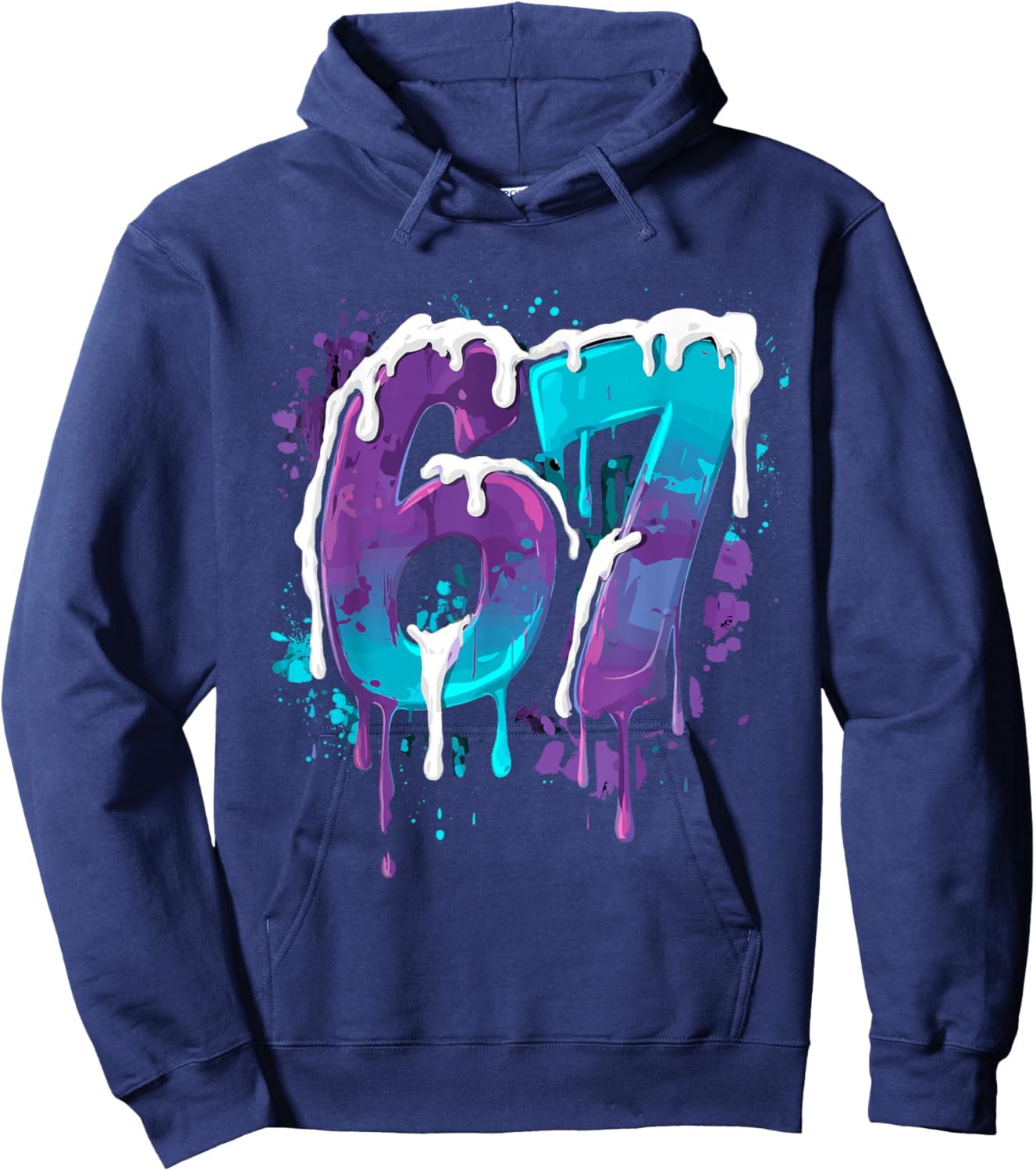 Baseball Drip Number 67 Player Or 67th Birthday Hoodie - Hoodie | Navy