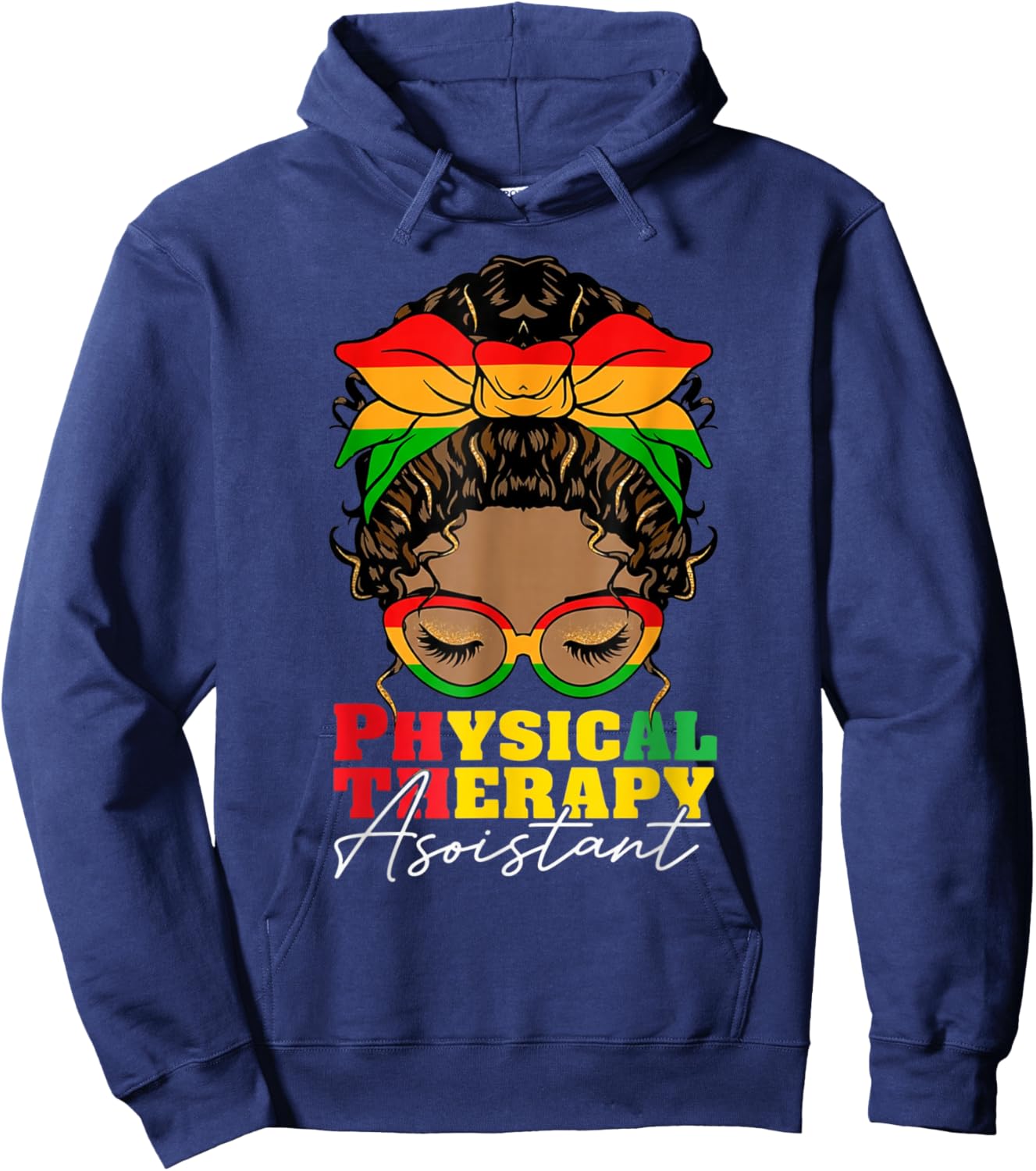 Physical Therapy Assistant Black History Month PTA Afro Hoodie - Hoodie | Navy
