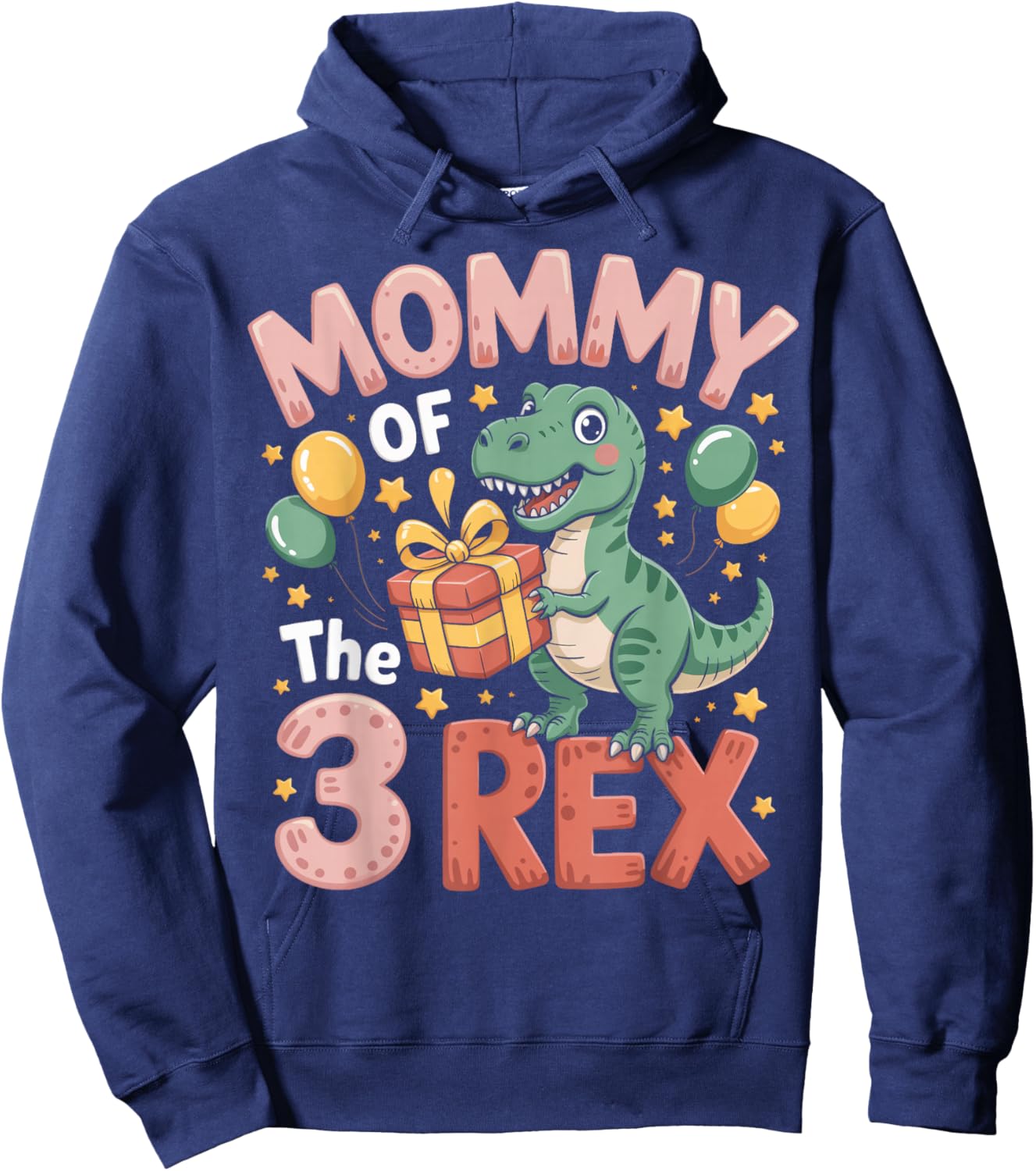 Mommy of The 3Rex Dinosaur Theme Birthday Party Hoodie - Hoodie | Navy
