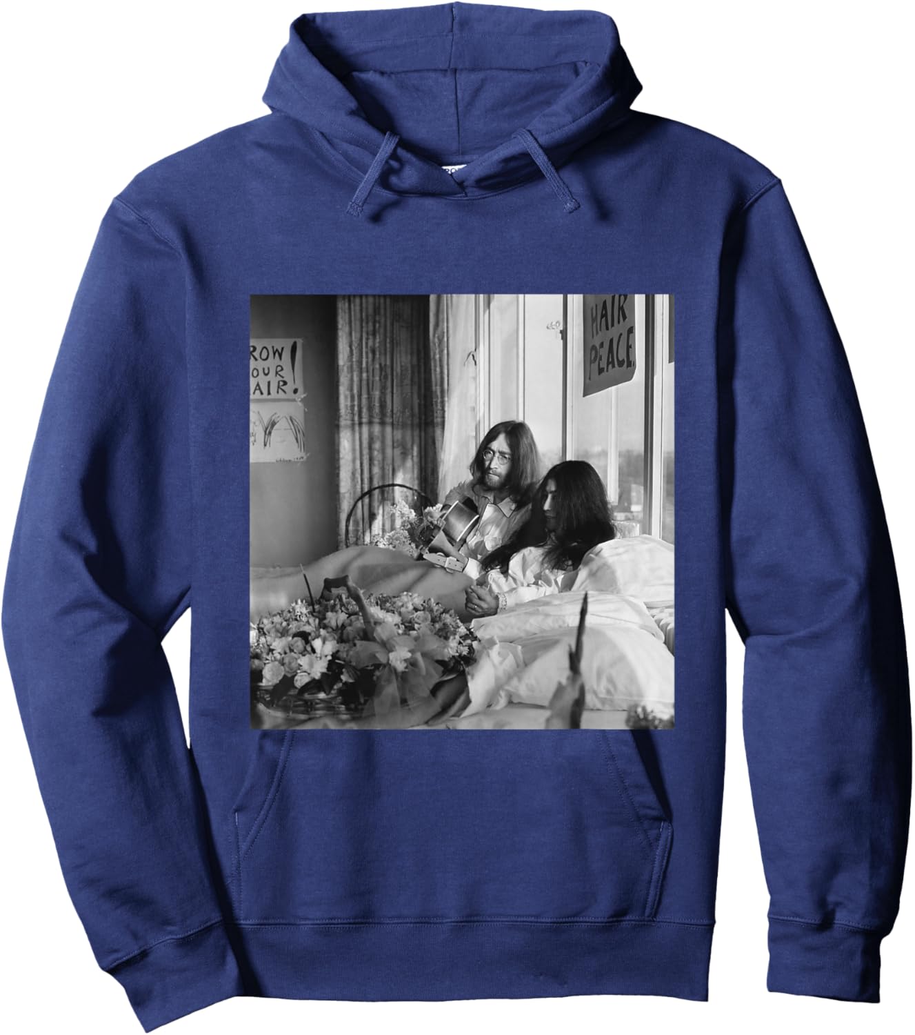 The Beatles John Lennon Yoko ONO Anti-War Bed-in 1969 Hoodie - Hoodie | Navy