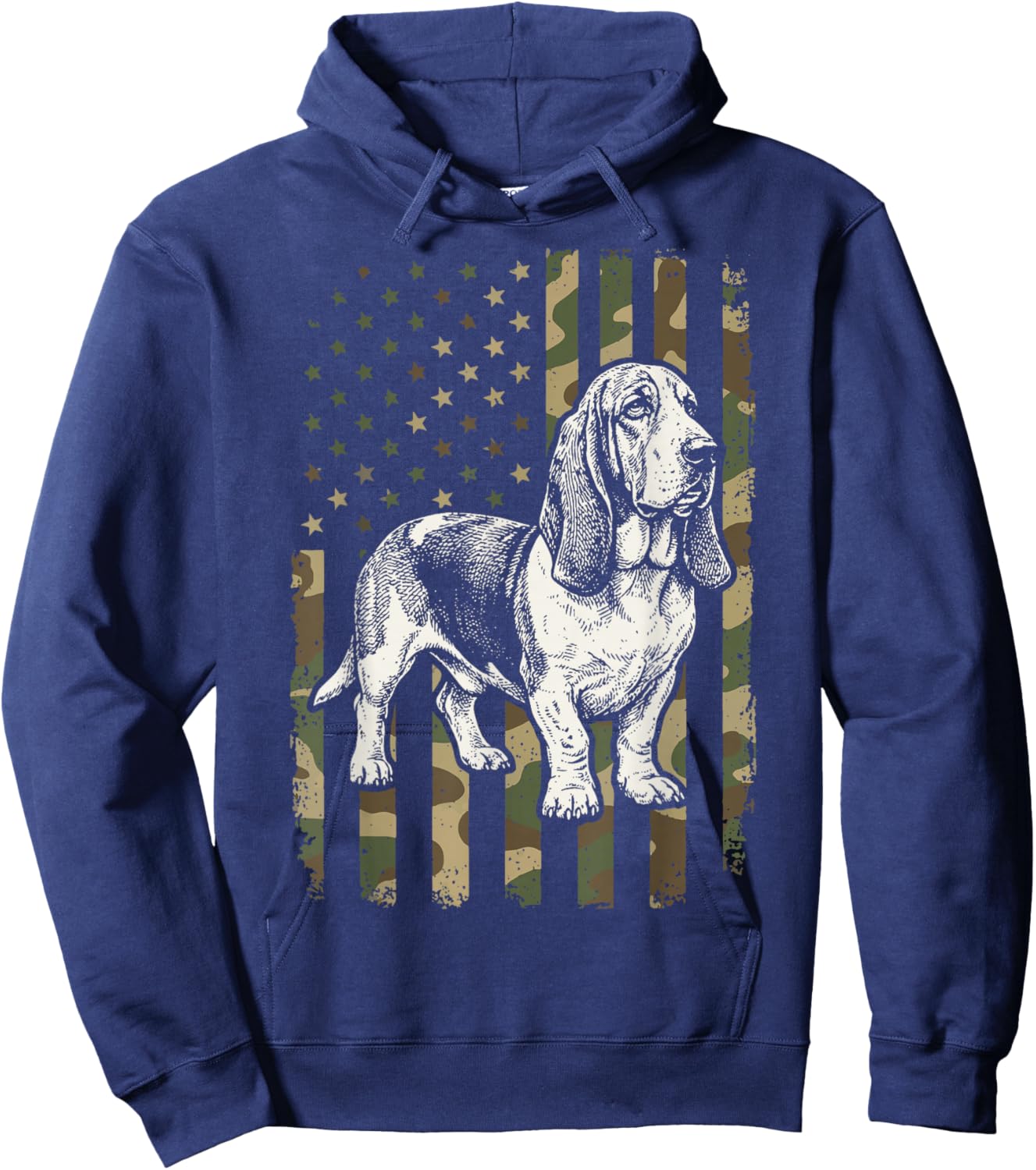 Basset Hound USA Flag 4th of July Hoodie - Hoodie | Navy