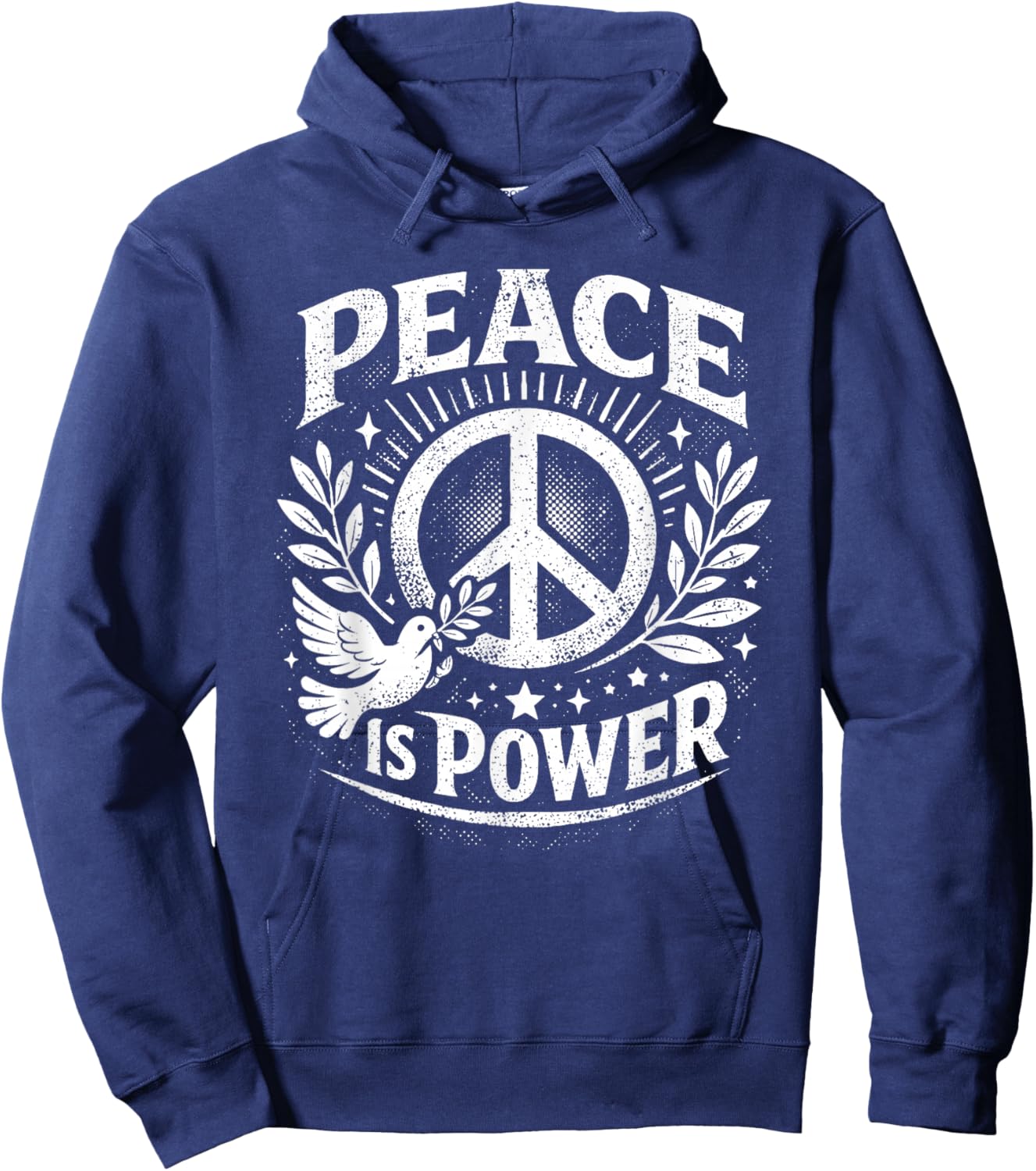 Peace is Power Retro Dove Laurel Peace Sign Unity Love Art Hoodie - Hoodie | Navy