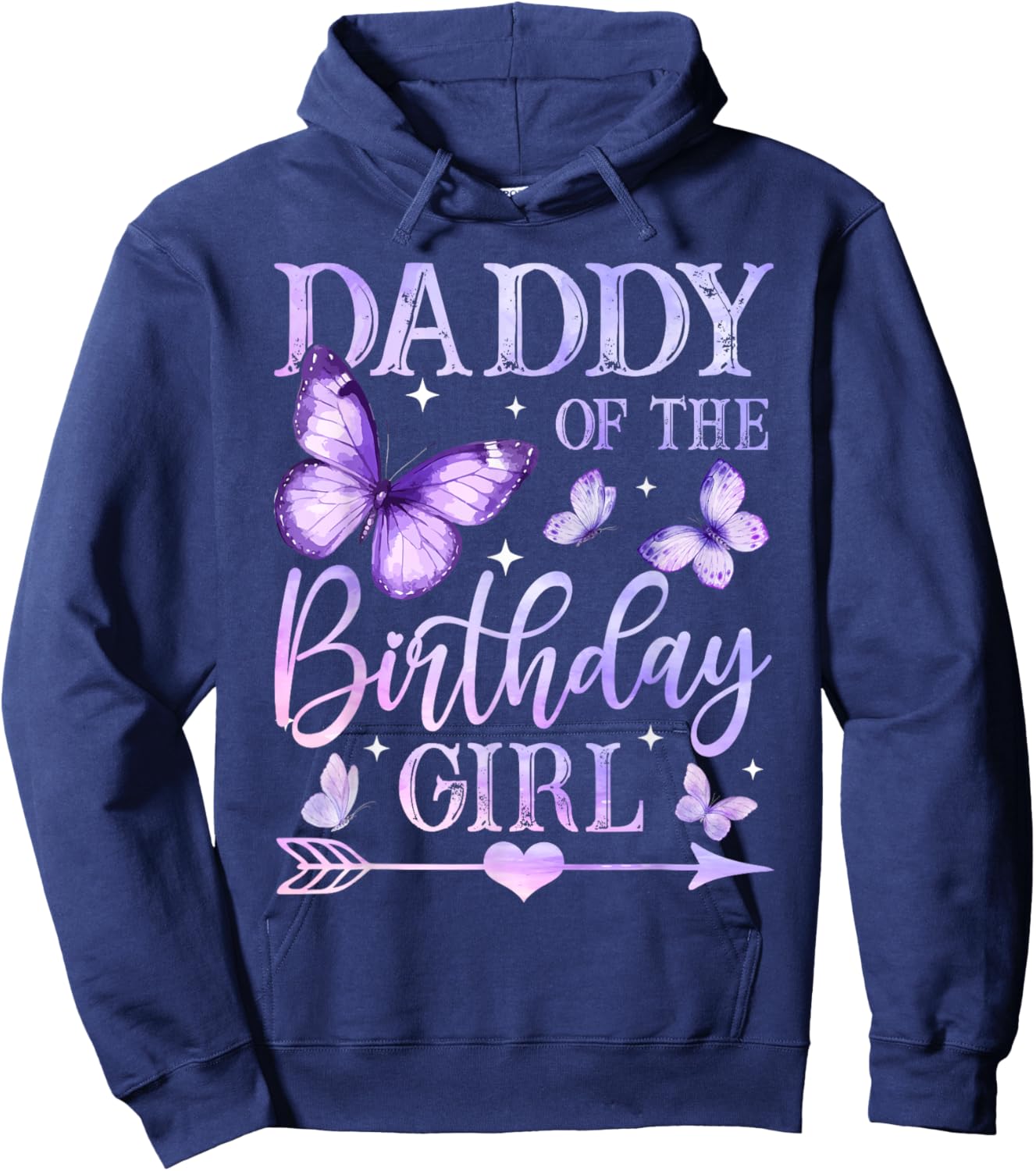 Butterfly Daddy of The Birthday Girl Matching Family Hoodie - Hoodie | Navy