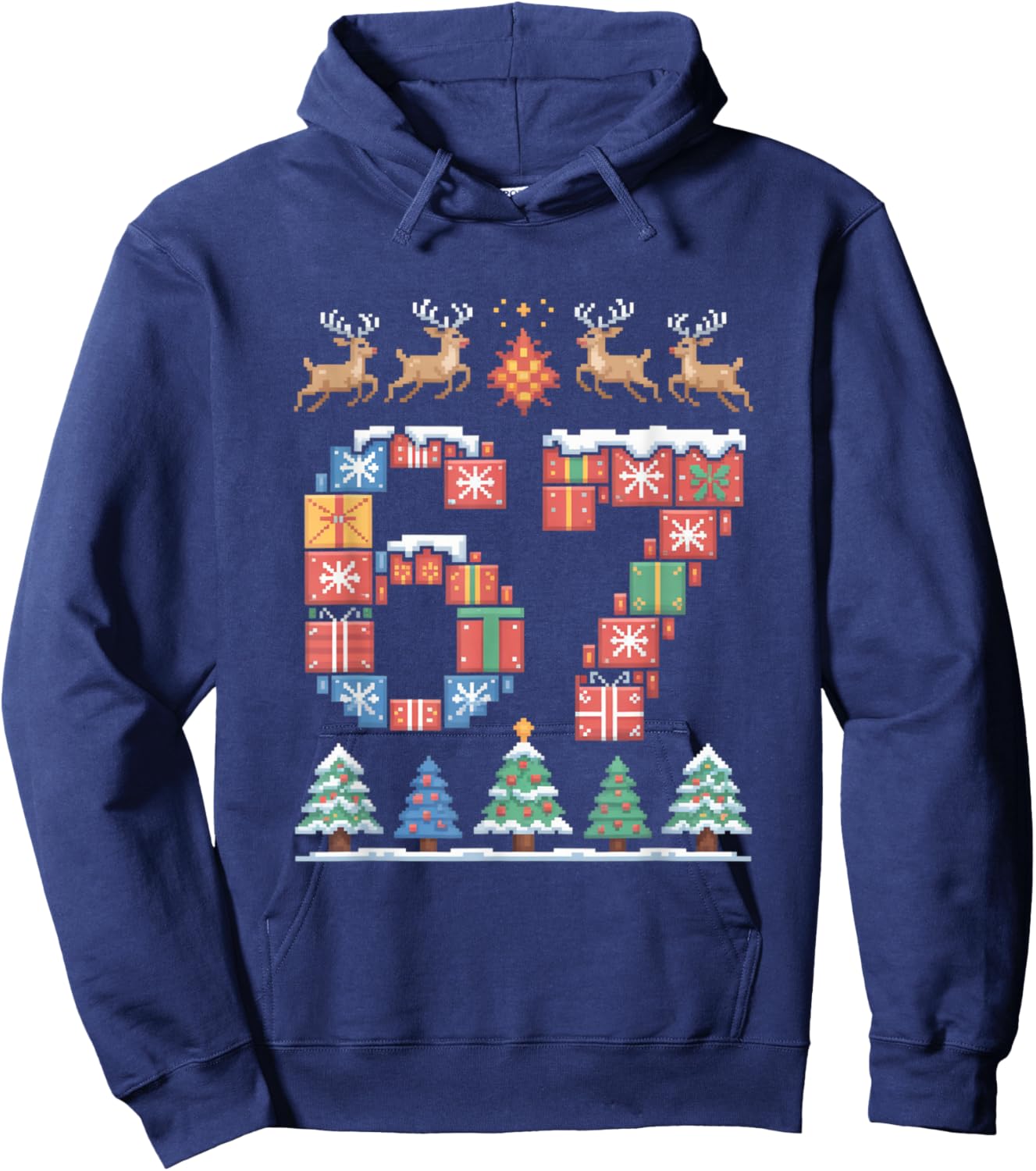 Christmas 67 Funny Xmas Six Seven Ugly Sweater 6-7 Hoodie - Hoodie | Navy
