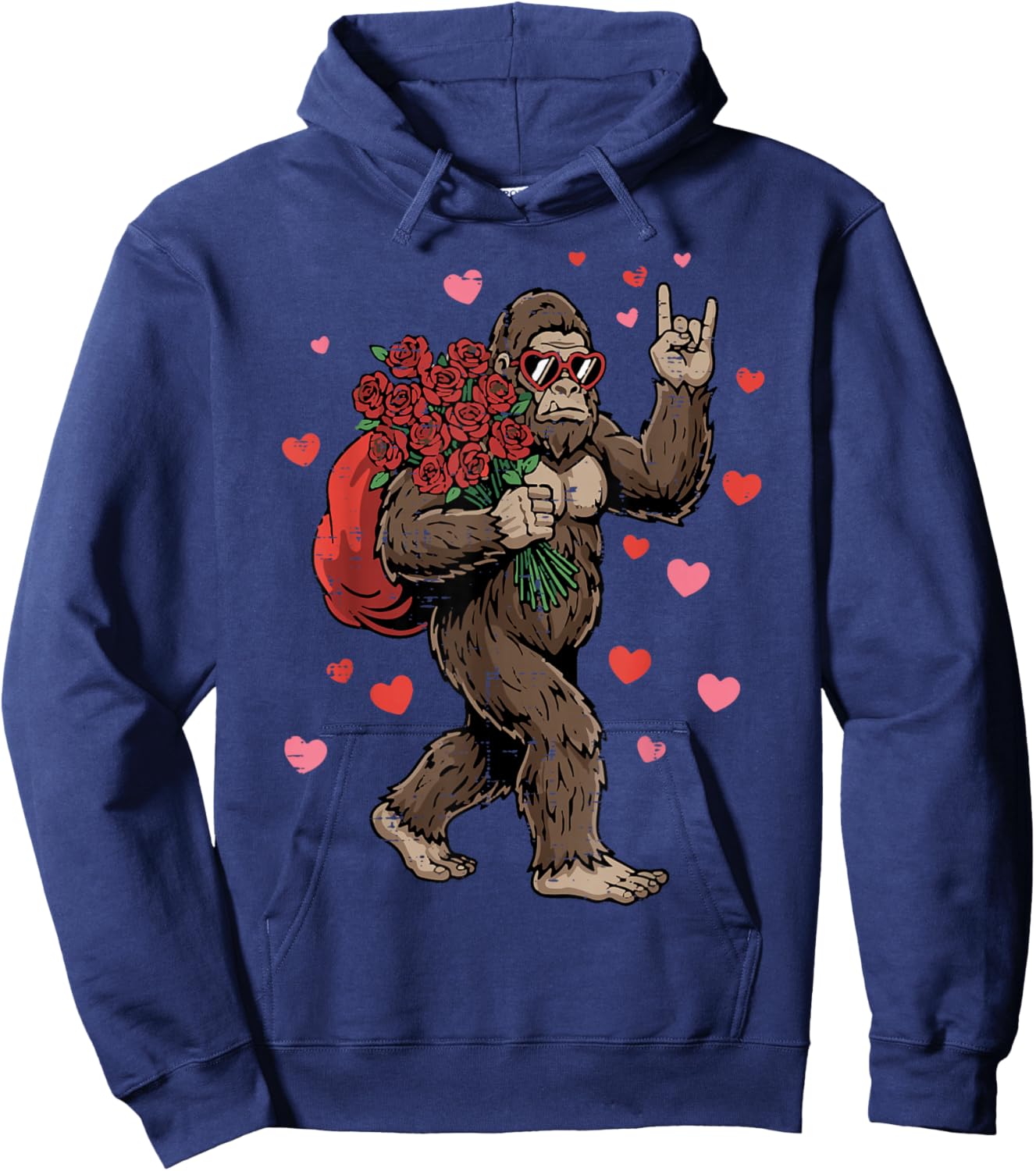 Bigfoot Valentine Sasquatch Valentines Day Men Women Kids Hoodie - Hoodie | Navy