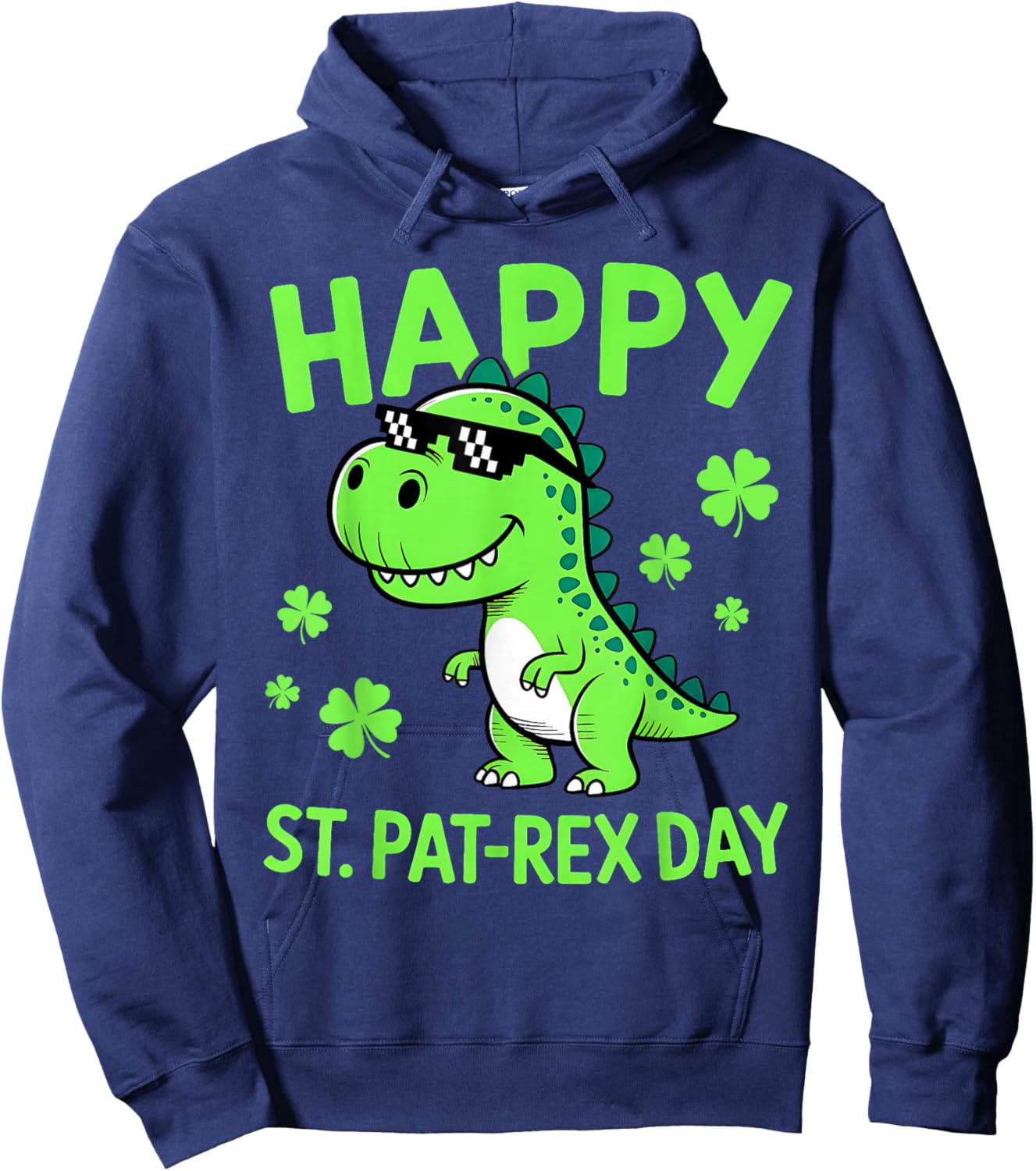 Happy St. Pat-Rex Day Dinosaur T rex Boys St Patricks Day Hoodie - Hoodie | Navy