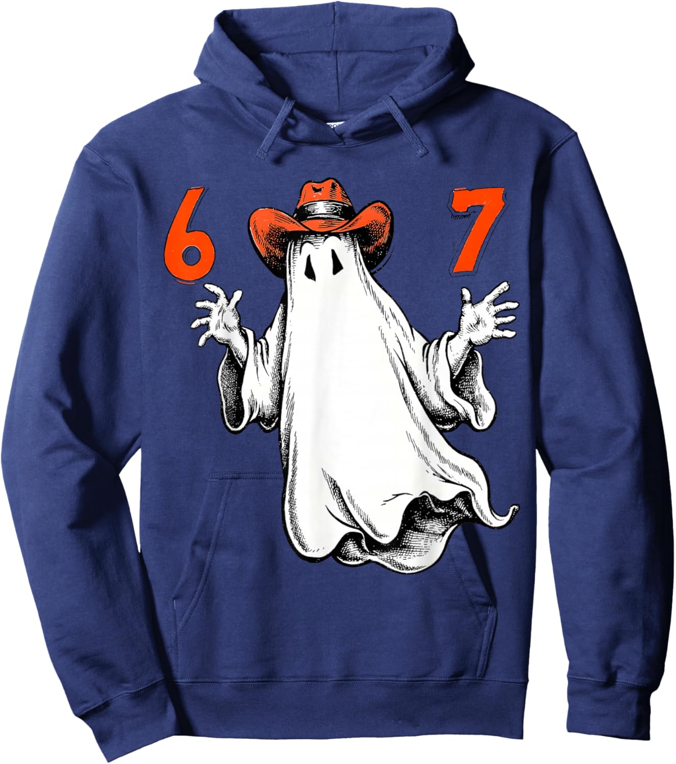 67 Halloween Funny Six Seven Meme Brainrot Ghost Kids Bruh Hoodie - Hoodie | Navy