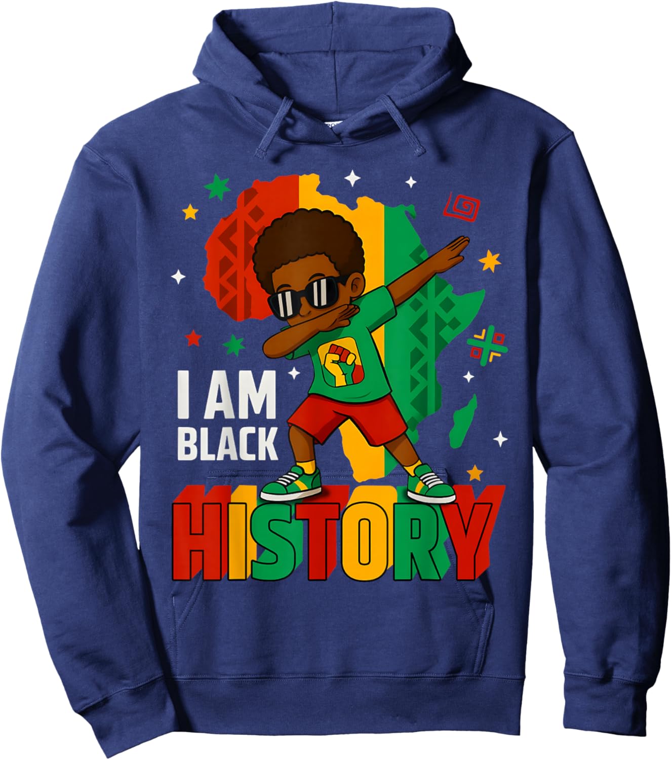 I Am Black History Dabbing Africa Map Melanin Boy Men Kid Hoodie - Hoodie | Navy