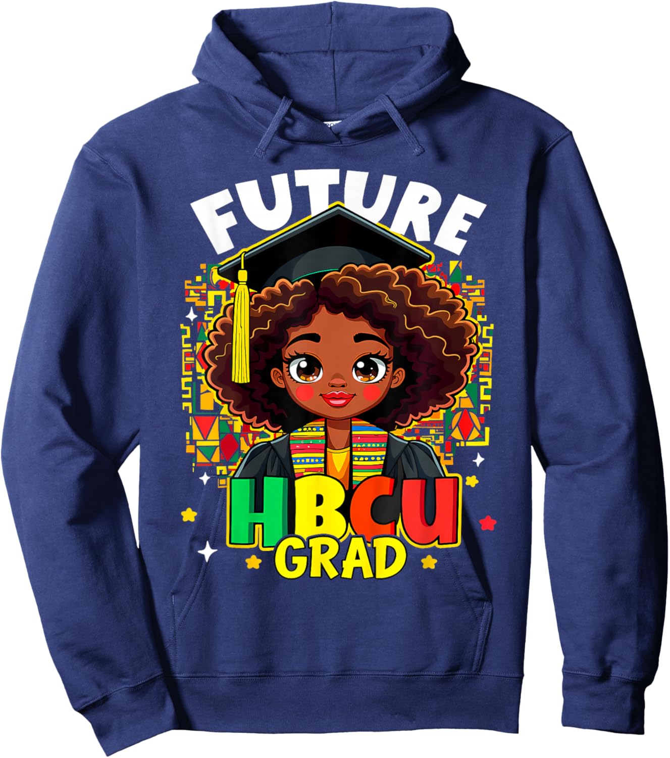 Future Hbcu Grad Kids Black Girl Afro Black History Month Hoodie - Hoodie | Navy