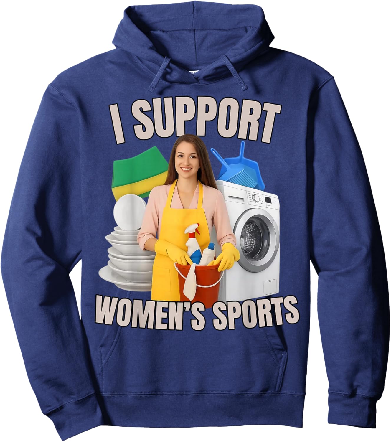 I Support Women's Sports Unwearable Aduld Humor Bootleg Hoodie - Hoodie | Navy