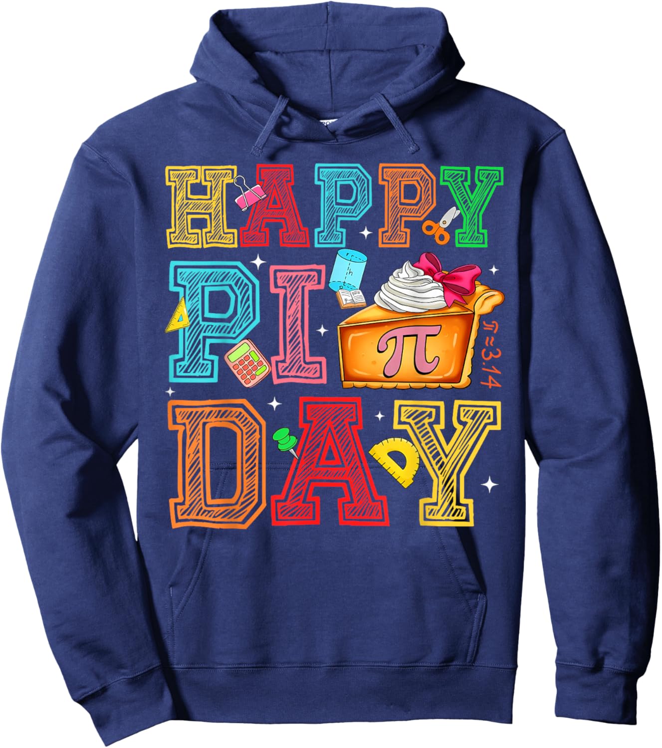 Happy Pi Day 3.14 Pie Day Pi Symbol Math Lovers Kids Hoodie - Hoodie | Navy