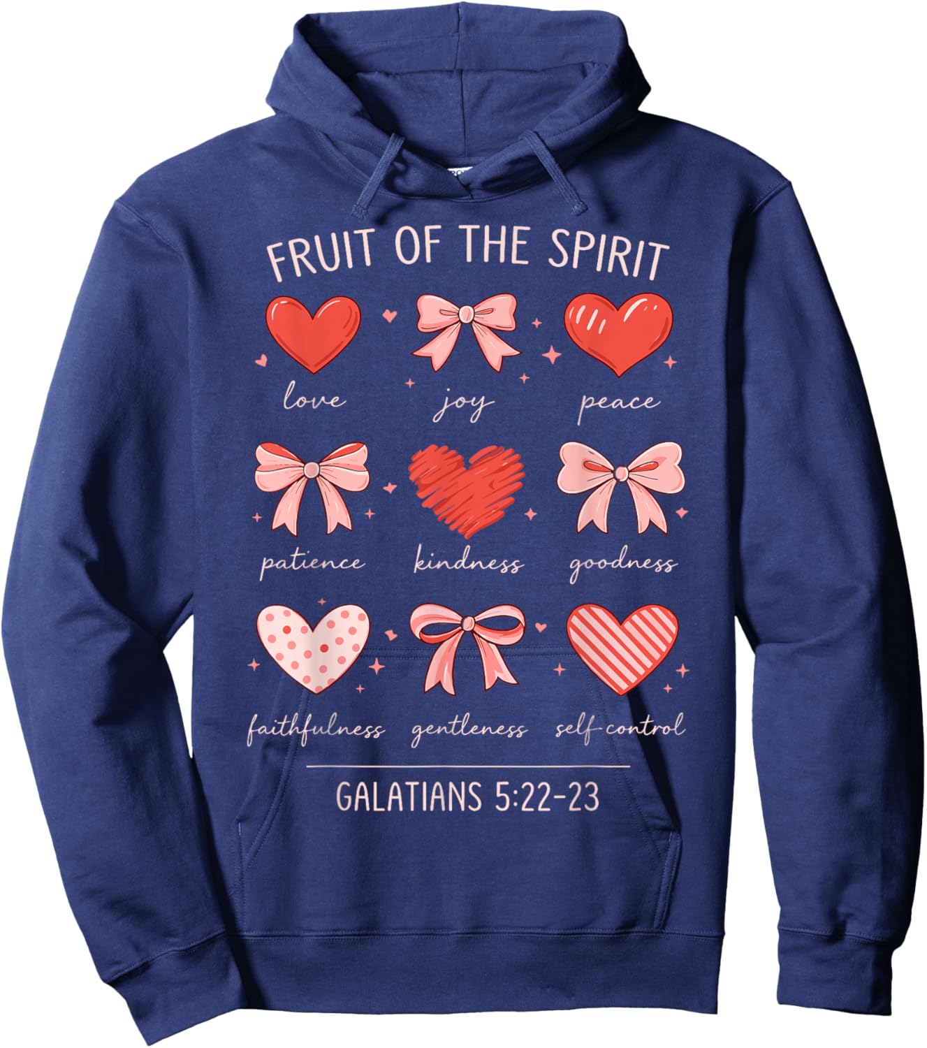 Christian Valentine Fruit of The Spirit Galatians 5:22-23 Hoodie - Hoodie | Navy
