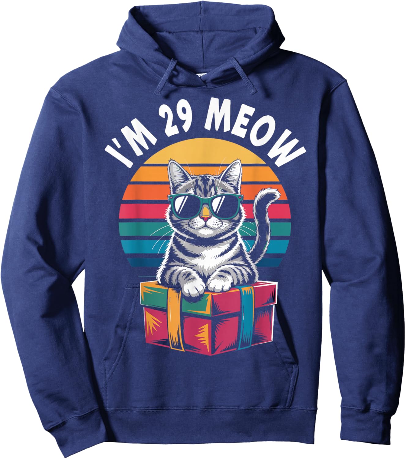 29th Birthday 29 Years Old I’m 29 Meow Funny Cat Birthday Hoodie - Hoodie | Navy