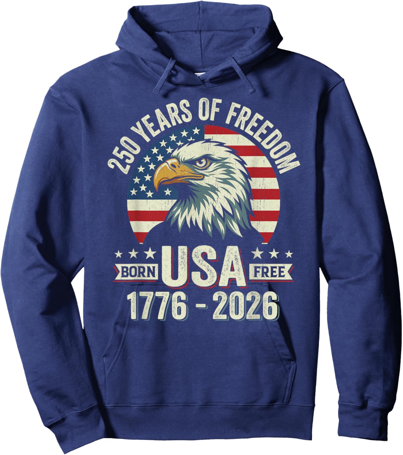 250 Anniversary USA Eagle American Flag Hoodie - Hoodie | Navy