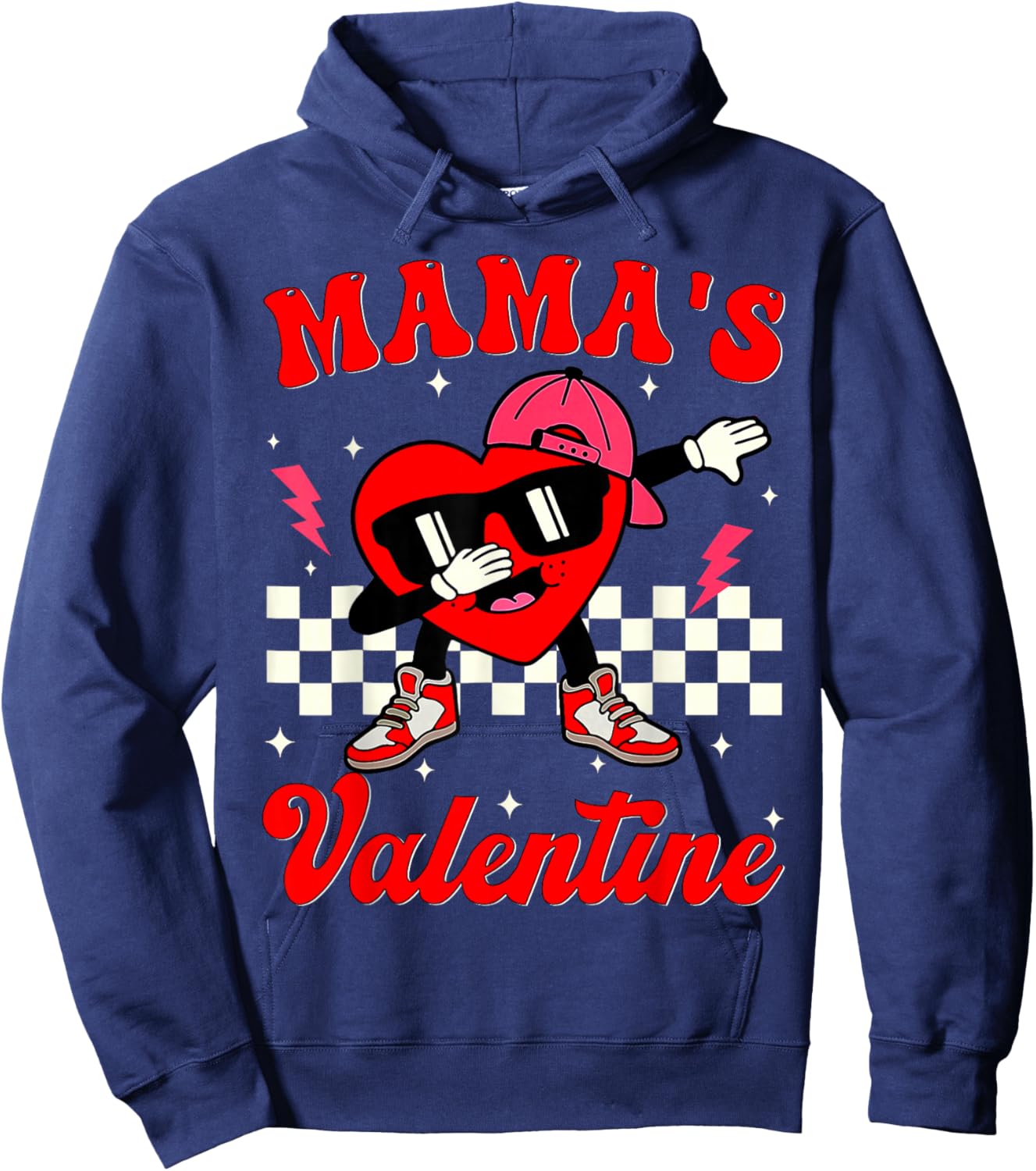 Retro Groovy Mama is My Valentine Cute Heart Boys Girls Kids Hoodie - Hoodie | Navy