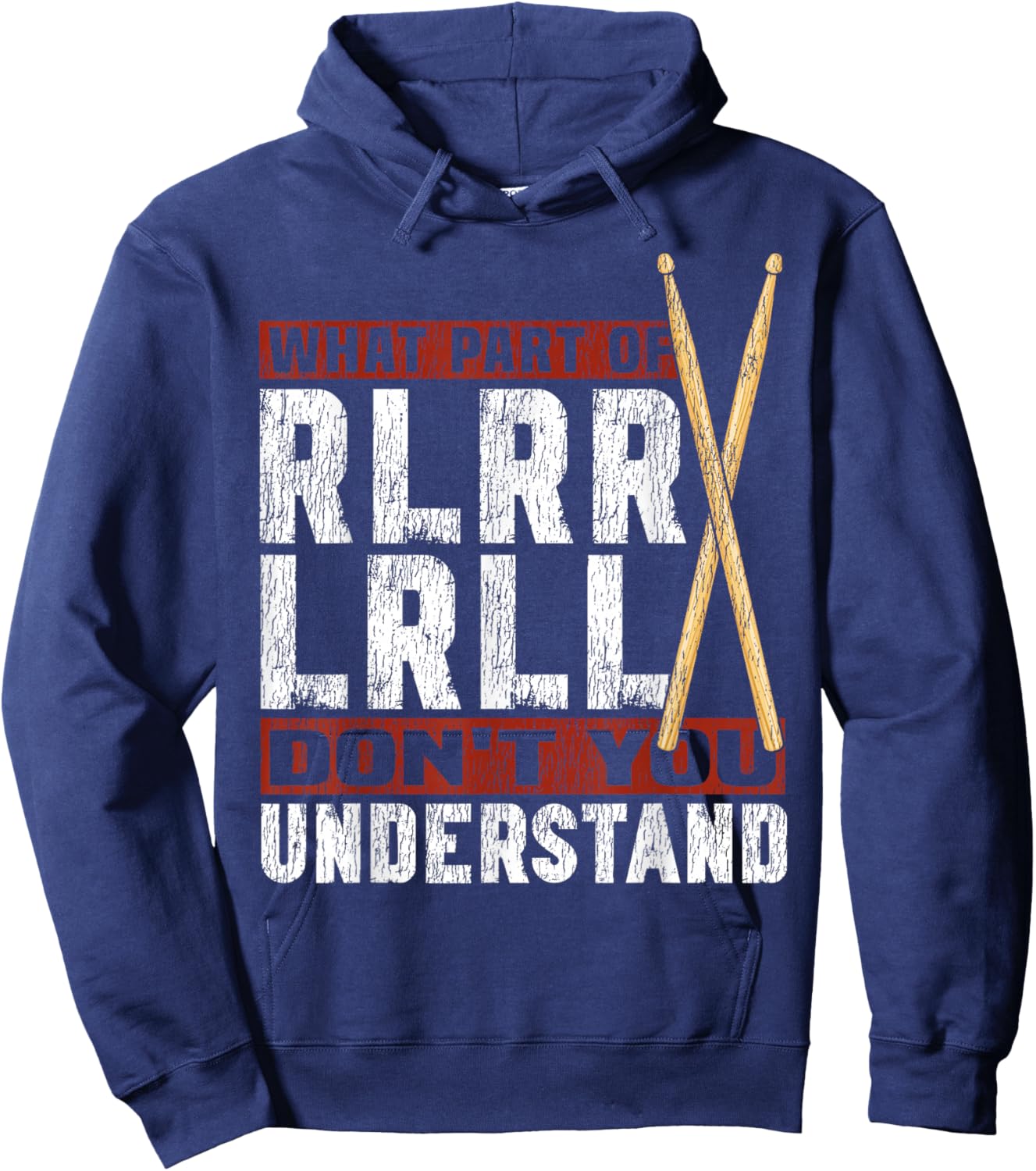 Drummer Drum Set Vintage What Part of RLRR LRLL Don't You Hoodie - Hoodie | Navy