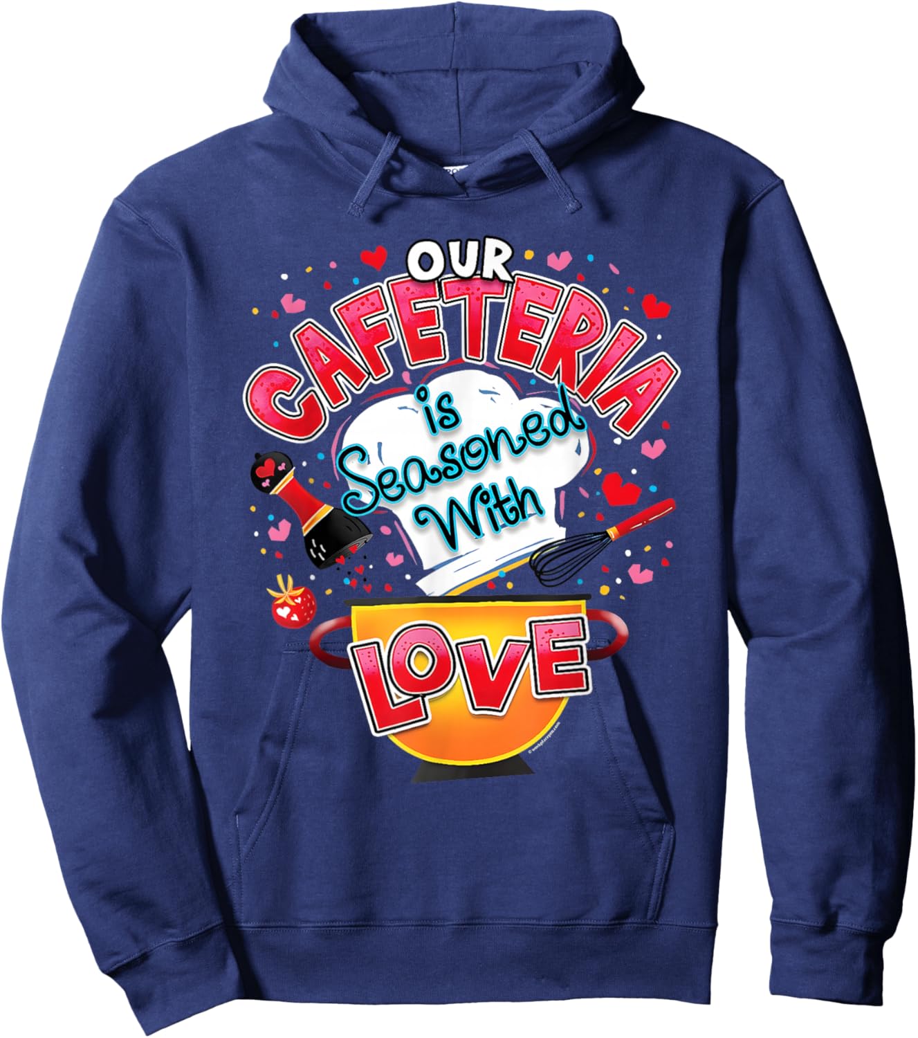 Our Cafeteria is Seasoned with Love Valentines Lunch Lady Hoodie - Hoodie | Navy