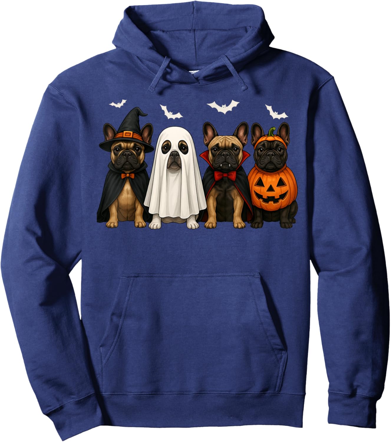 French Bulldog Ghost Dogs Halloween Costume Men Women Kids Hoodie - Hoodie | Navy