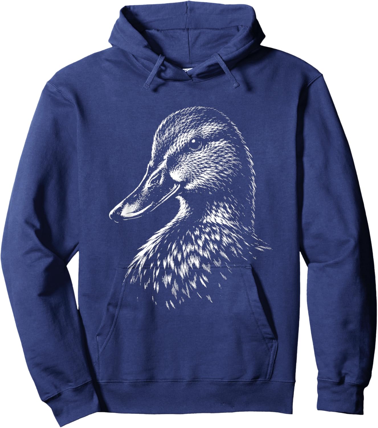 Duck Portrait Black and White Animal Lover Hoodie - Hoodie | Navy