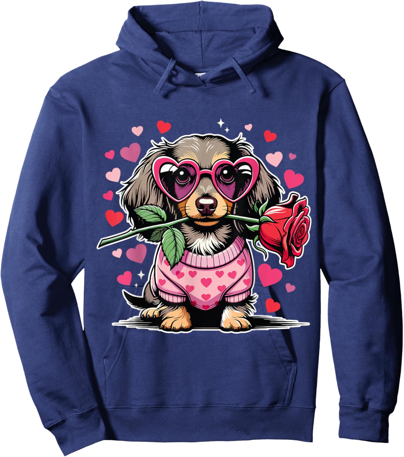 Cute Dachshund Valentines Day Dog Valentine Lover Hoodie - Hoodie | Navy